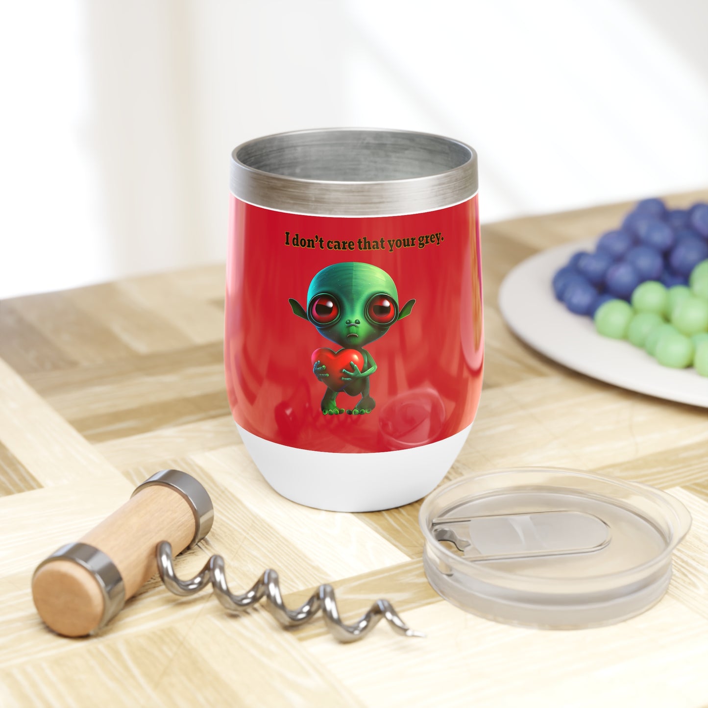 I don't care that your grey - Chill Wine Tumbler (dark red)