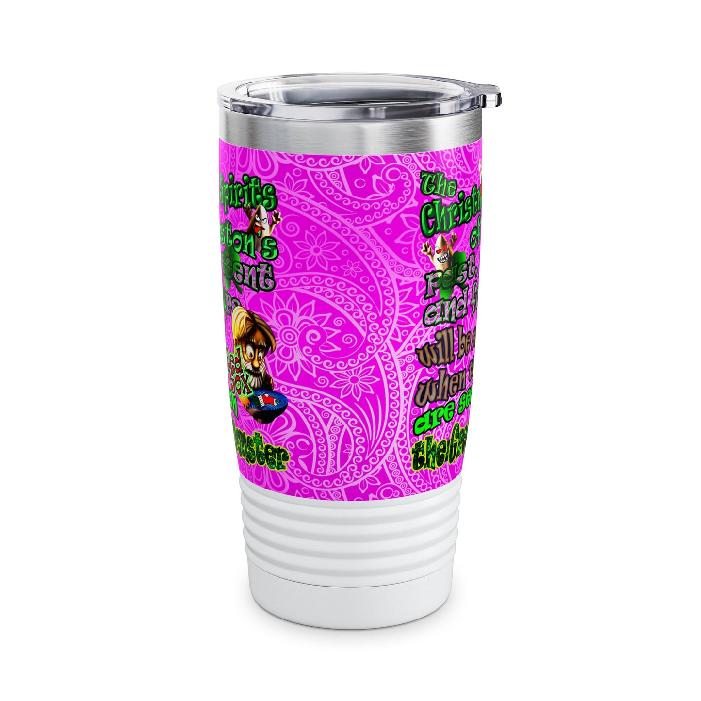 christmas spirits of boston - Ringneck Tumbler, 20oz (pink swirl)
