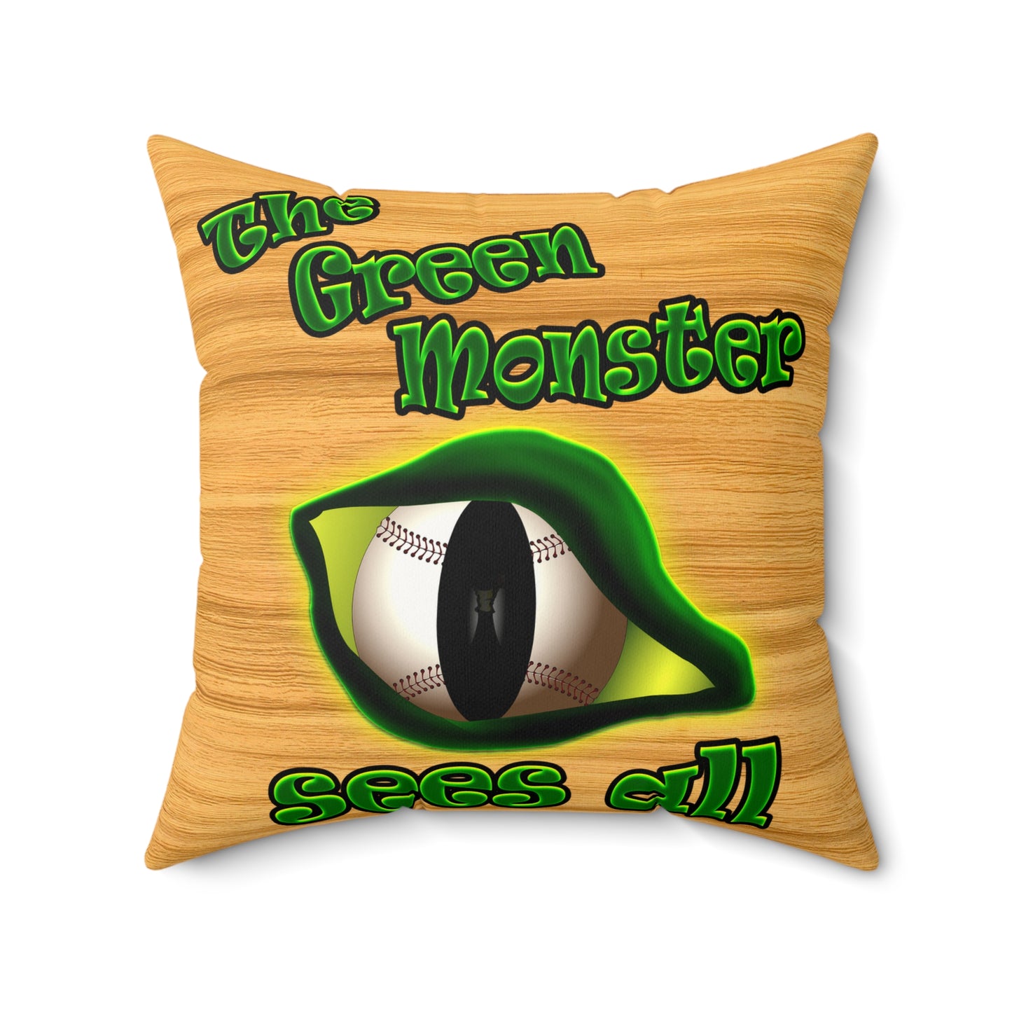 green monster - Faux Suede Square Pillow - (butterscotch wood finish)