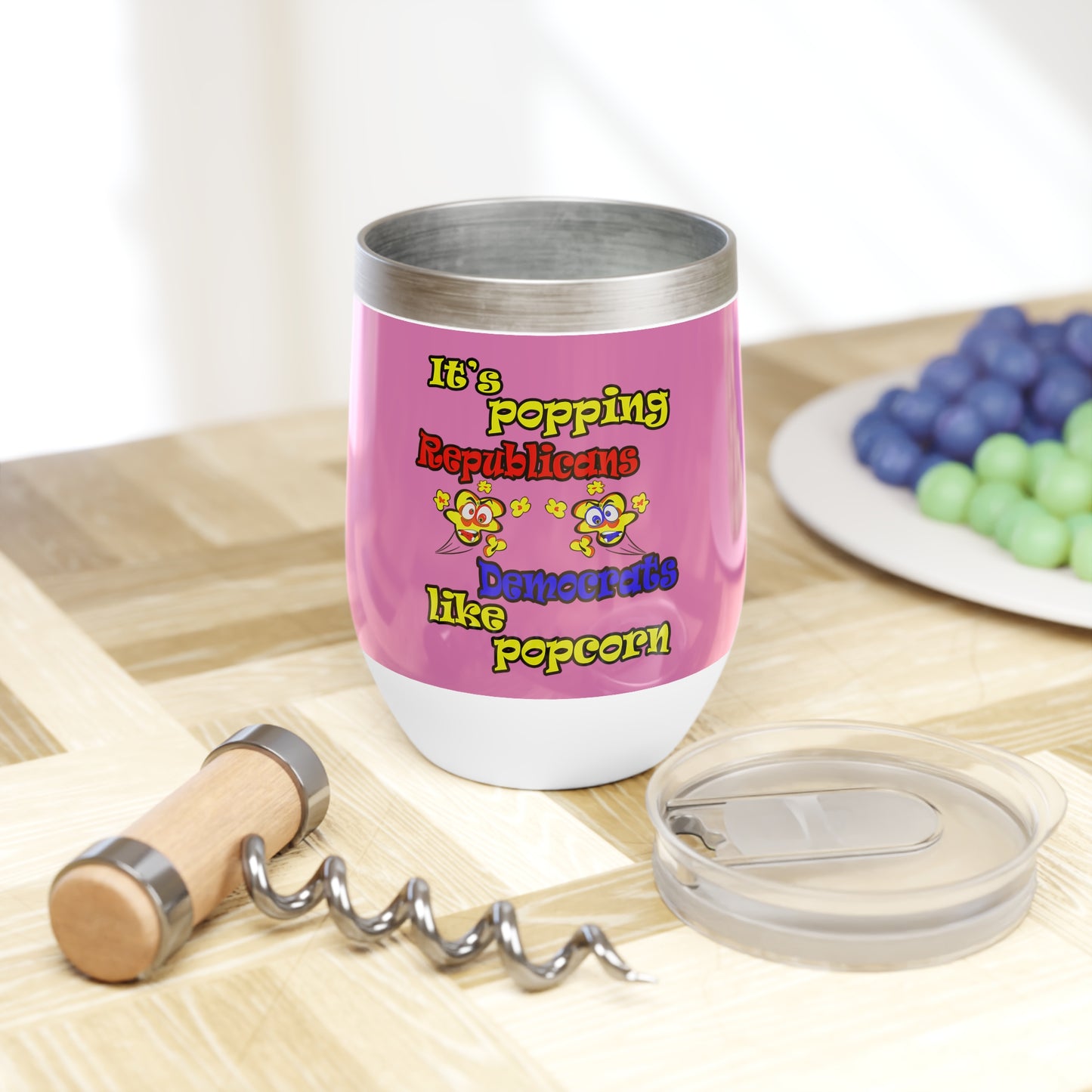 popping like popcorn - Chill Wine Tumbler (light pink)