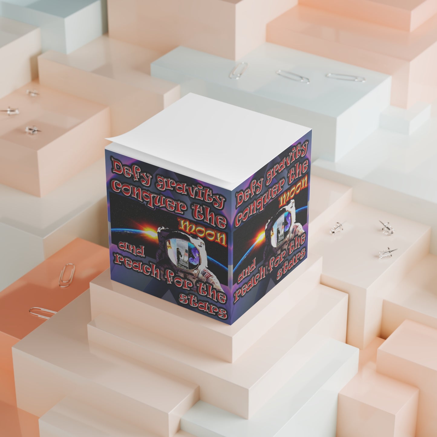 defy conquer reach - note cube (grey-pink wave)