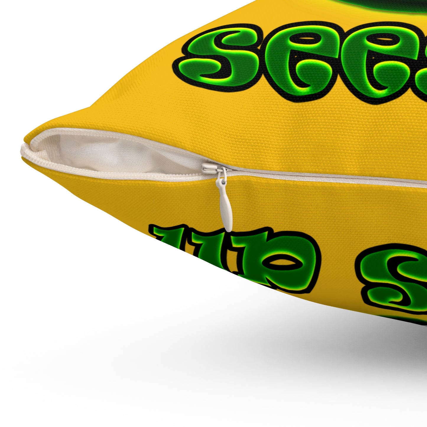 green monster - Spun Polyester Square Pillow - (yellow)
