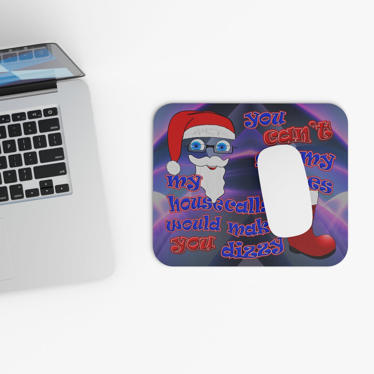 santa's shoes - Mouse Pad (Rectangle) (grey-pink wave)