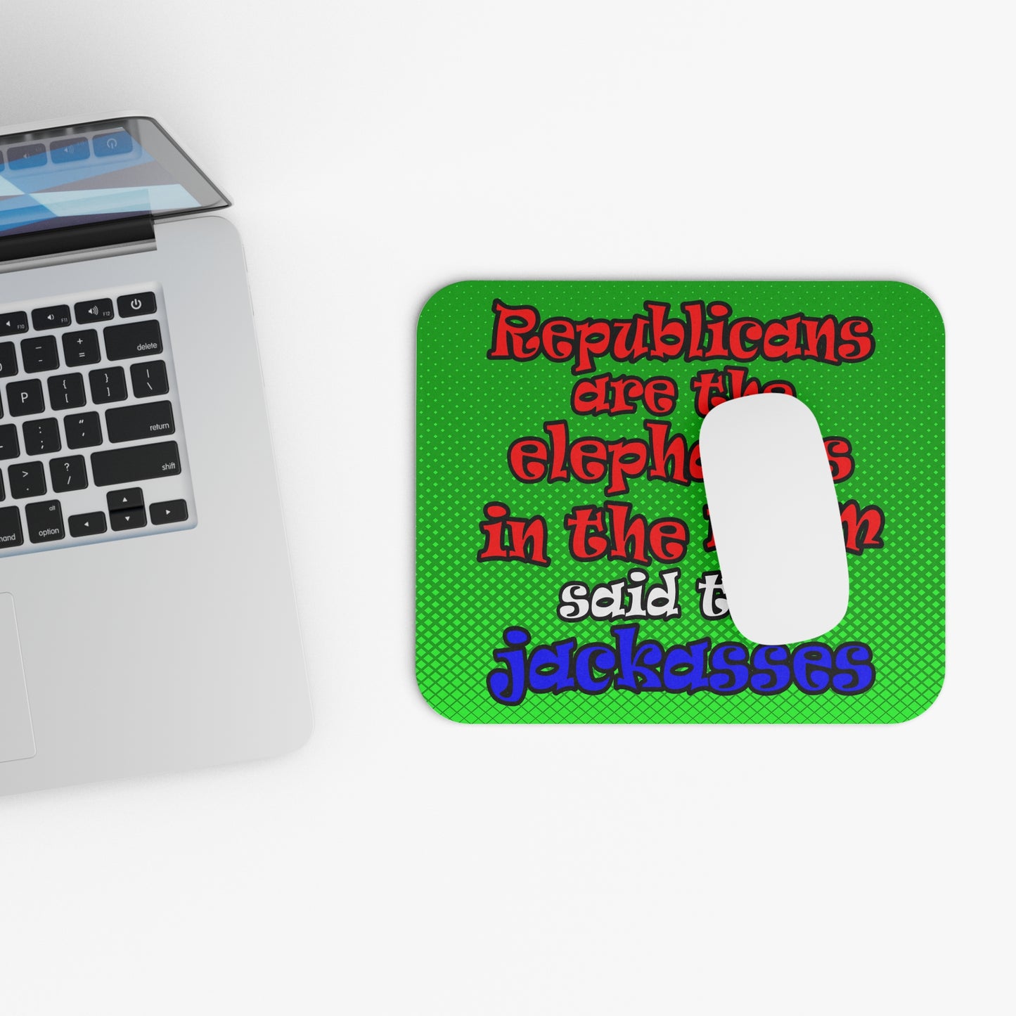 donkeys and elephants - Mouse Pad (Rectangle) (logo green)