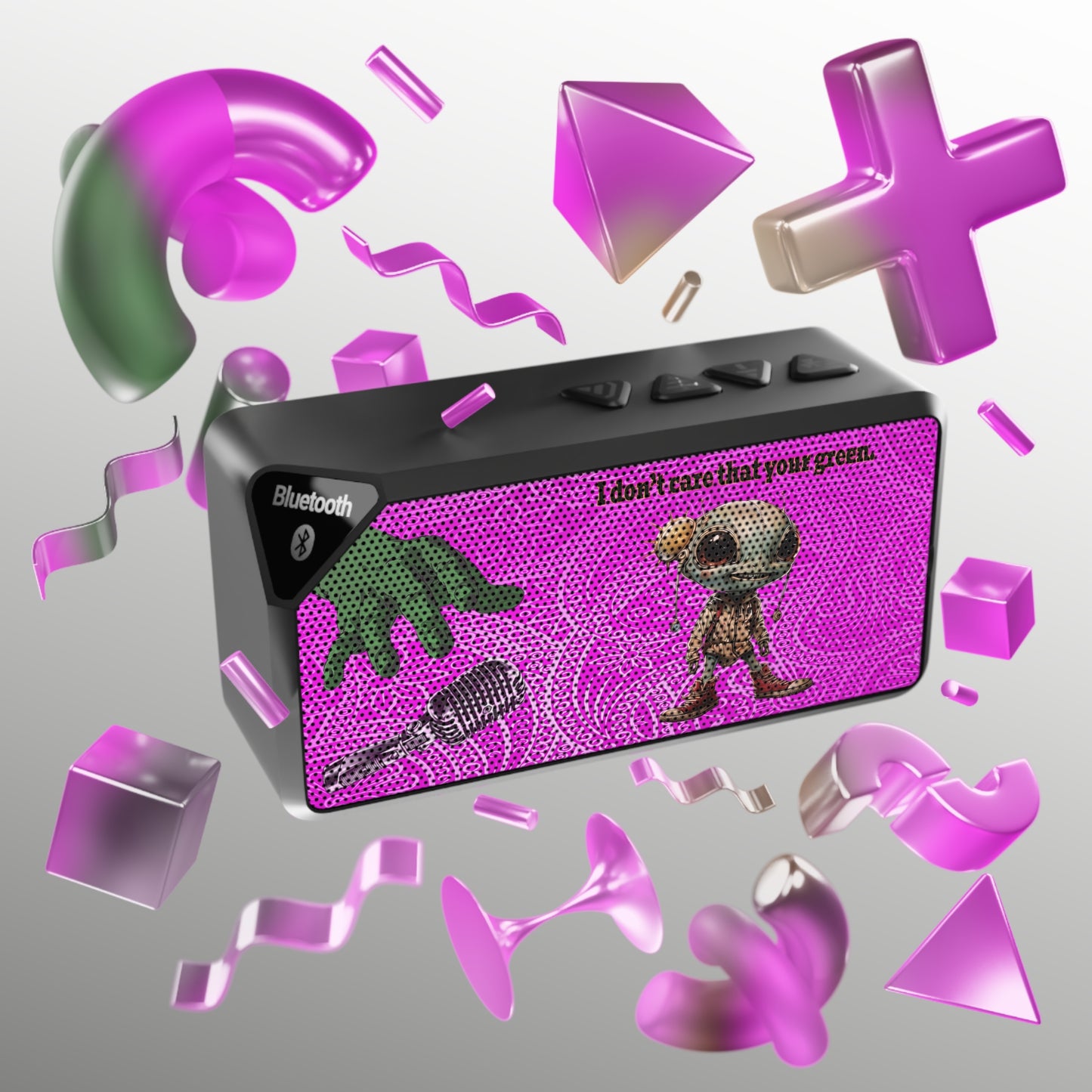 I don't care that your green - Jabba Bluetooth Speaker (pink swirl)