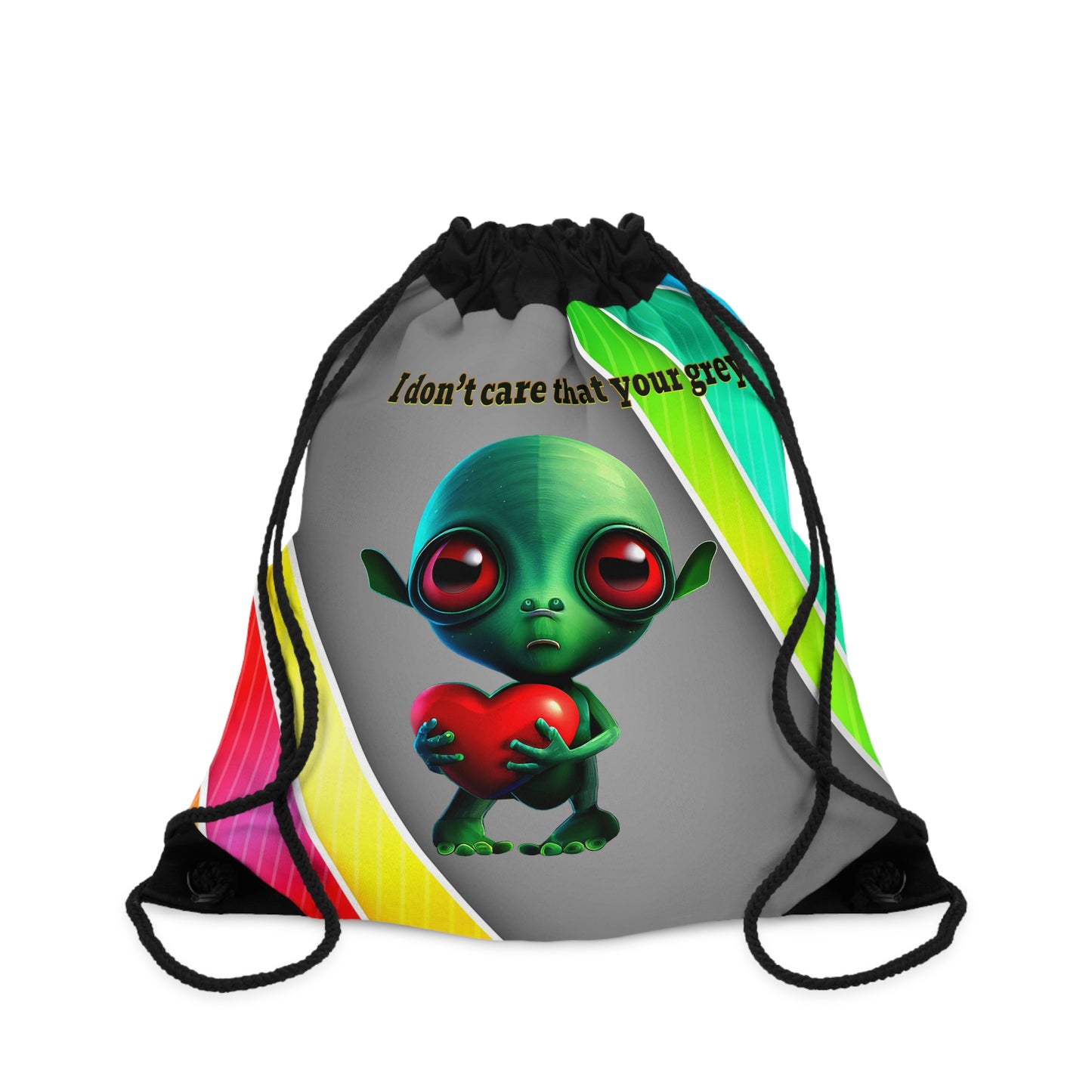 I don't care that your grey - Drawstring Bag (rainbow split)