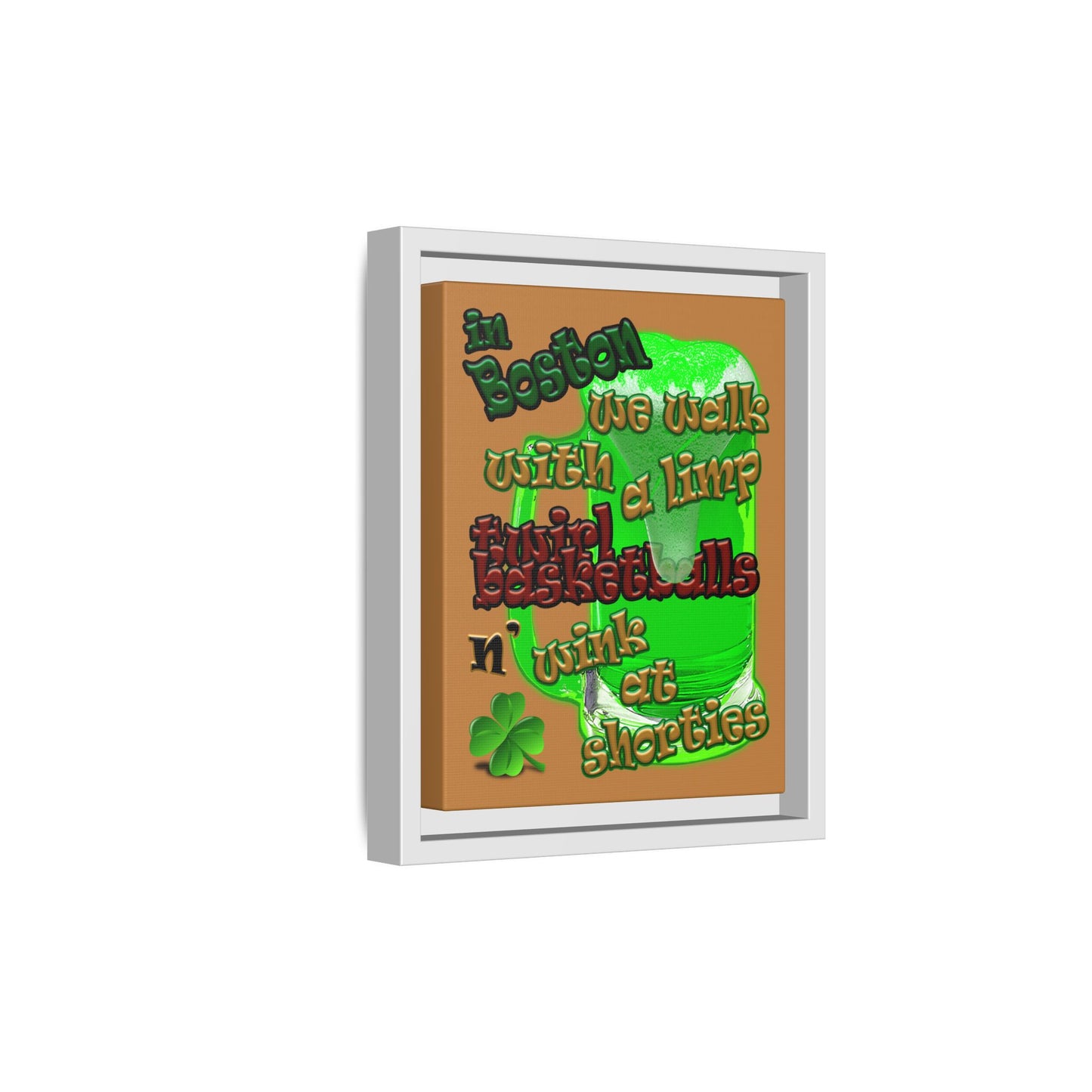 celtics logo - framed canvas art (light brown)