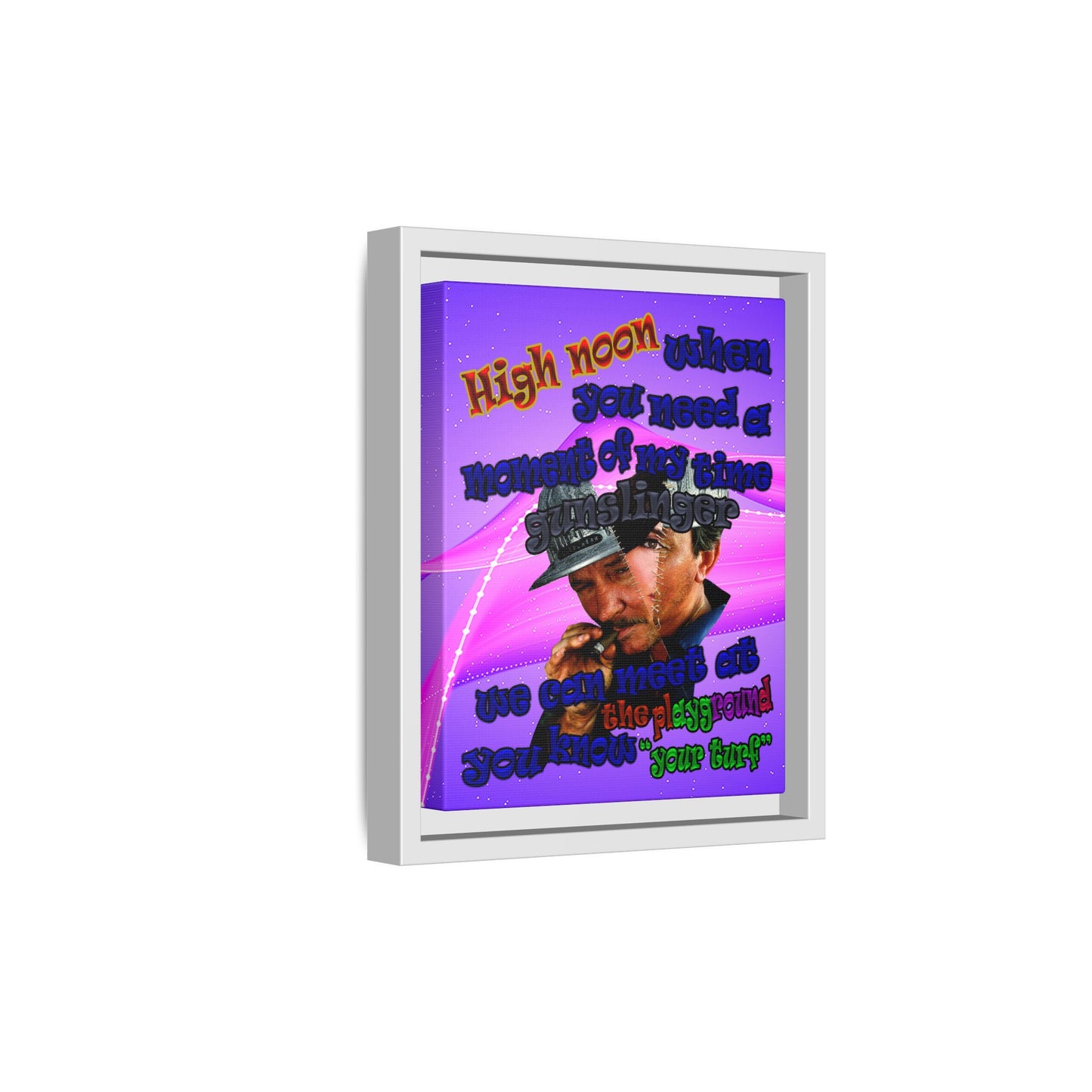 high noon - framed canvas art (purple-pink wave)
