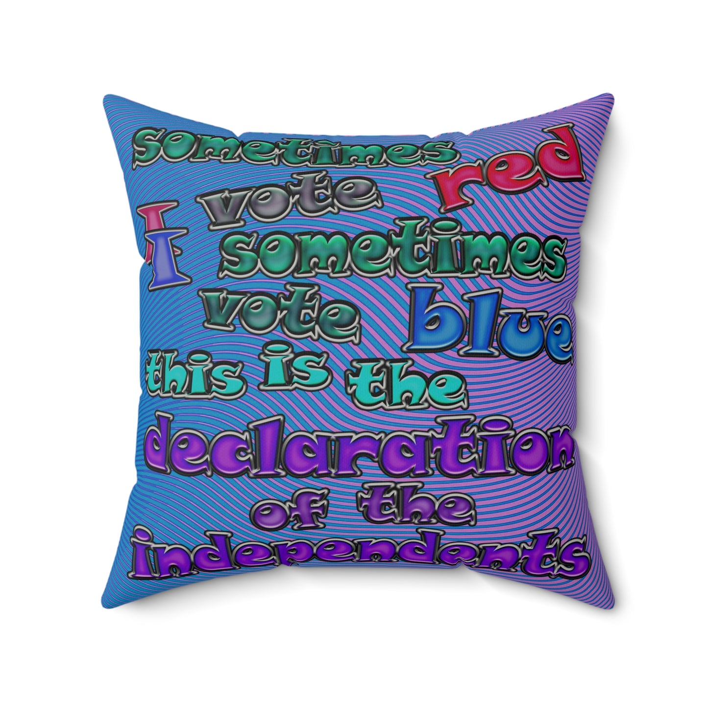 declaration of the independents - Faux Suede Square Pillow - (light blue-purple wave)