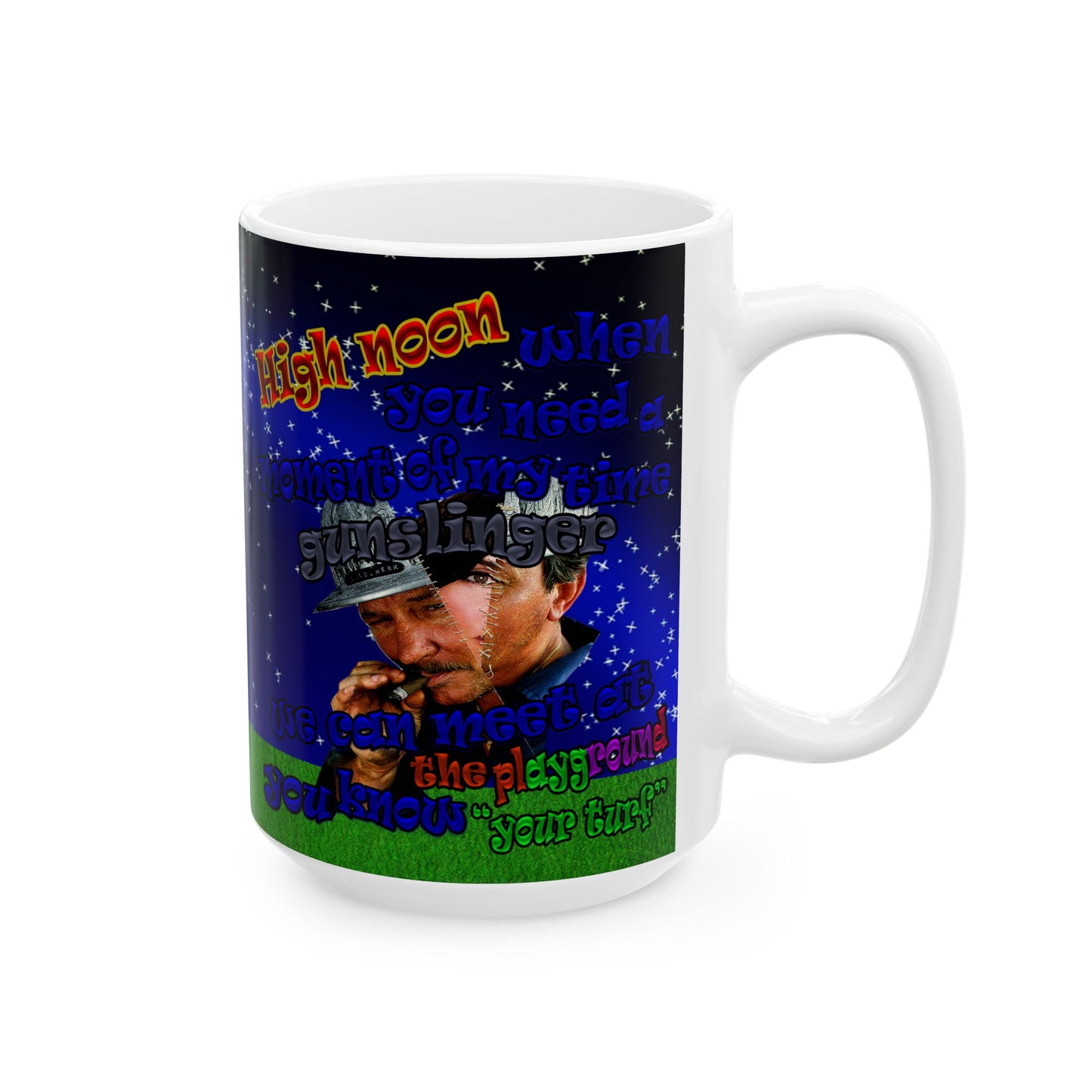 high noon - White Mug ('snoops' background)