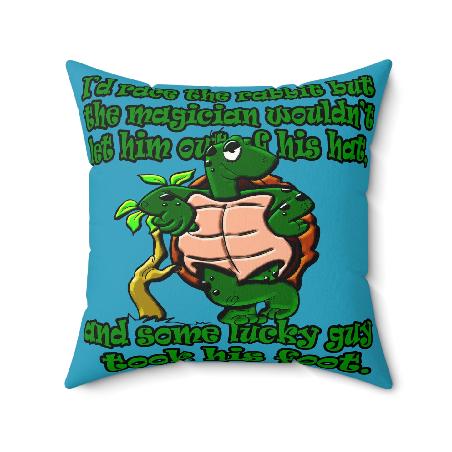 turtle race - Faux Suede Square Pillow - (turquoise)