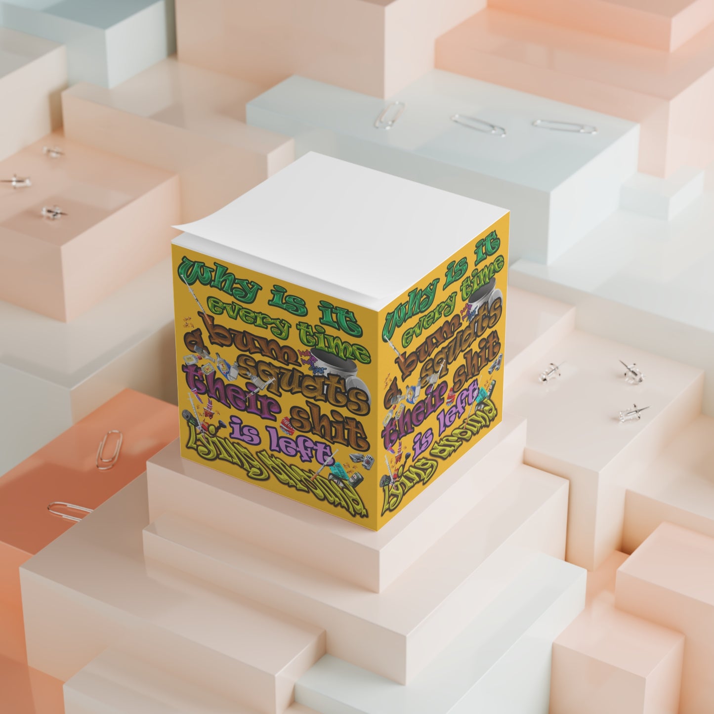 the bum's shit - note cube (yellow)