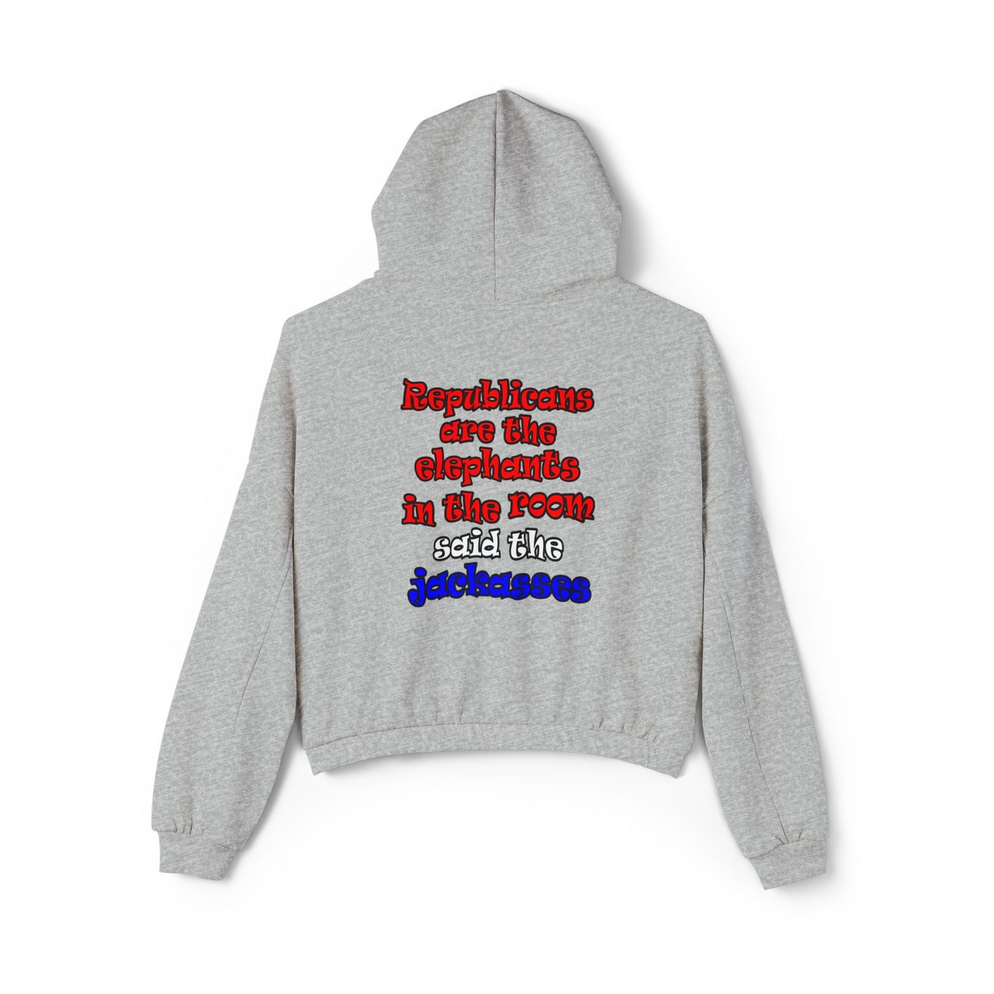 donkeys and elephants - Women's Cinched Bottom Hoodie