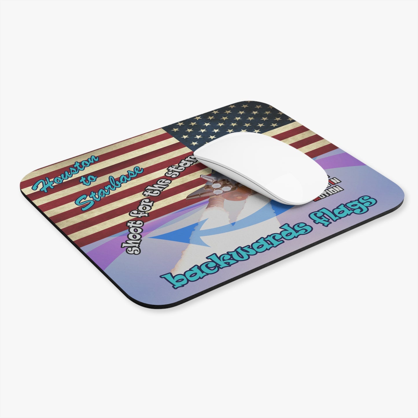 shoot for the stars - Mouse Pad (Rectangle) - (light blue-pink wave)