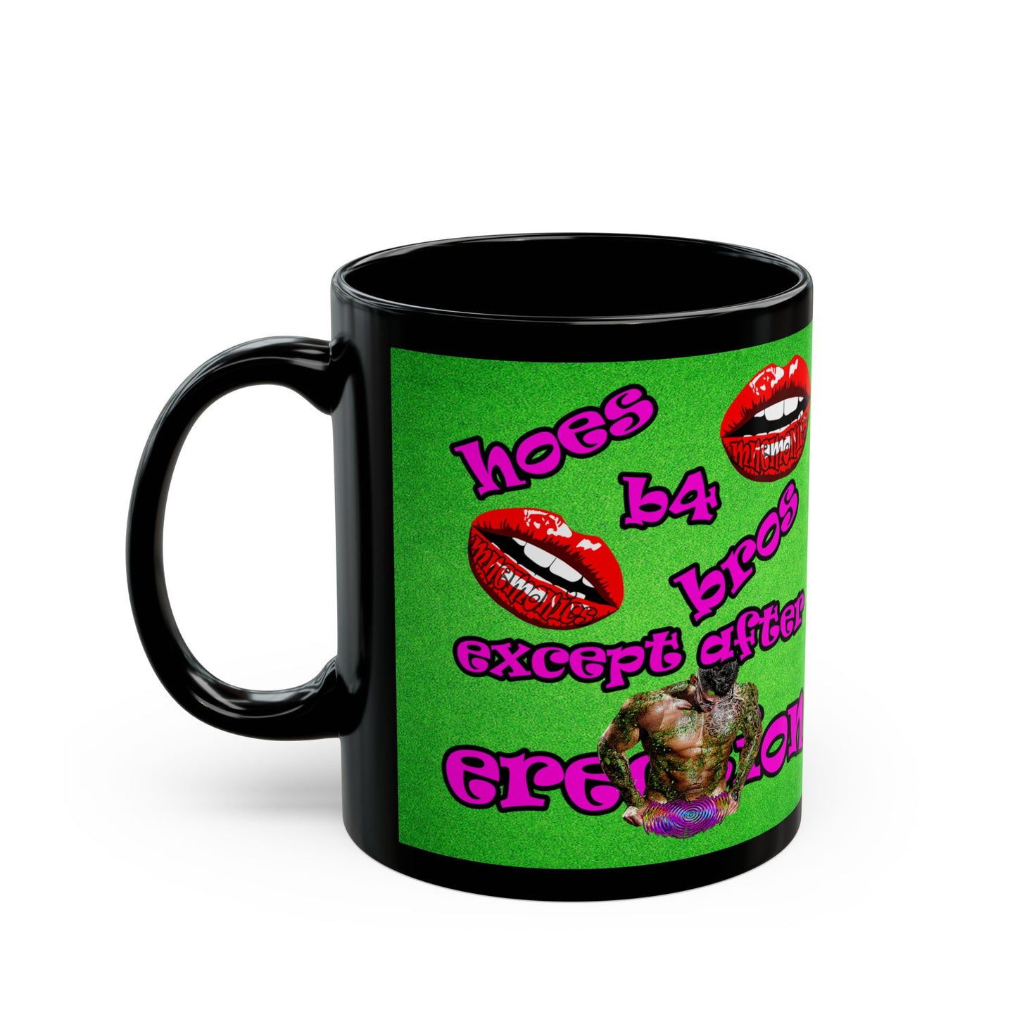 hoes b4 bros - Black Mug (green turf)