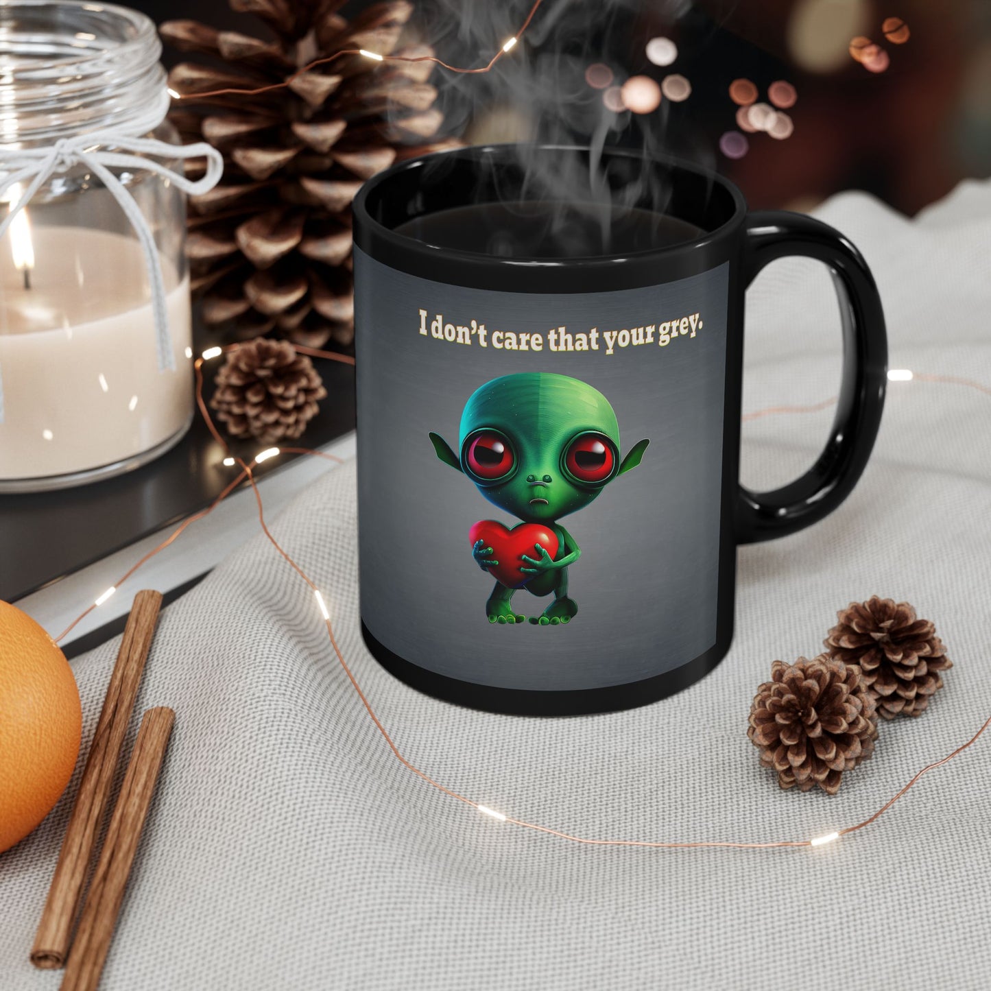 I don't care that your grey - Black Mug (grey-light grey)