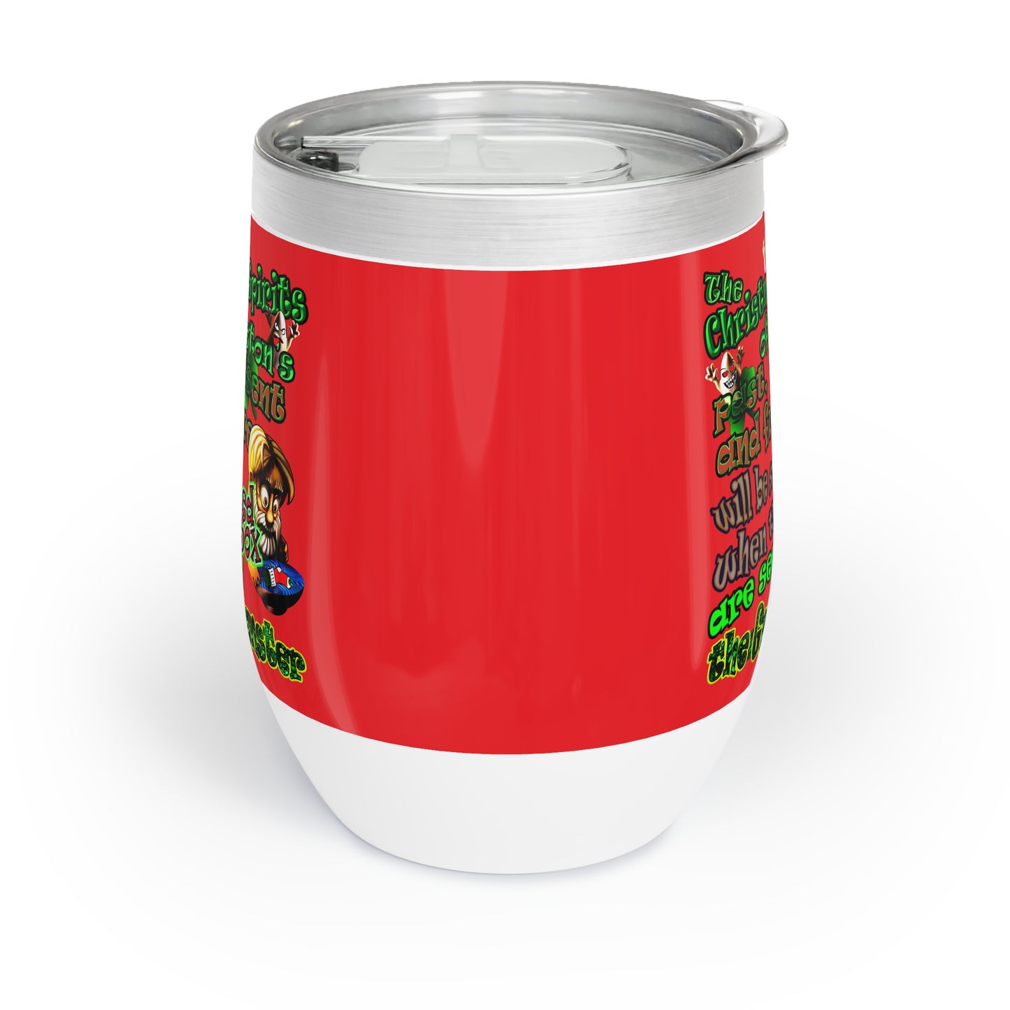 christmas spirits of boston - Chill Wine Tumbler (red)