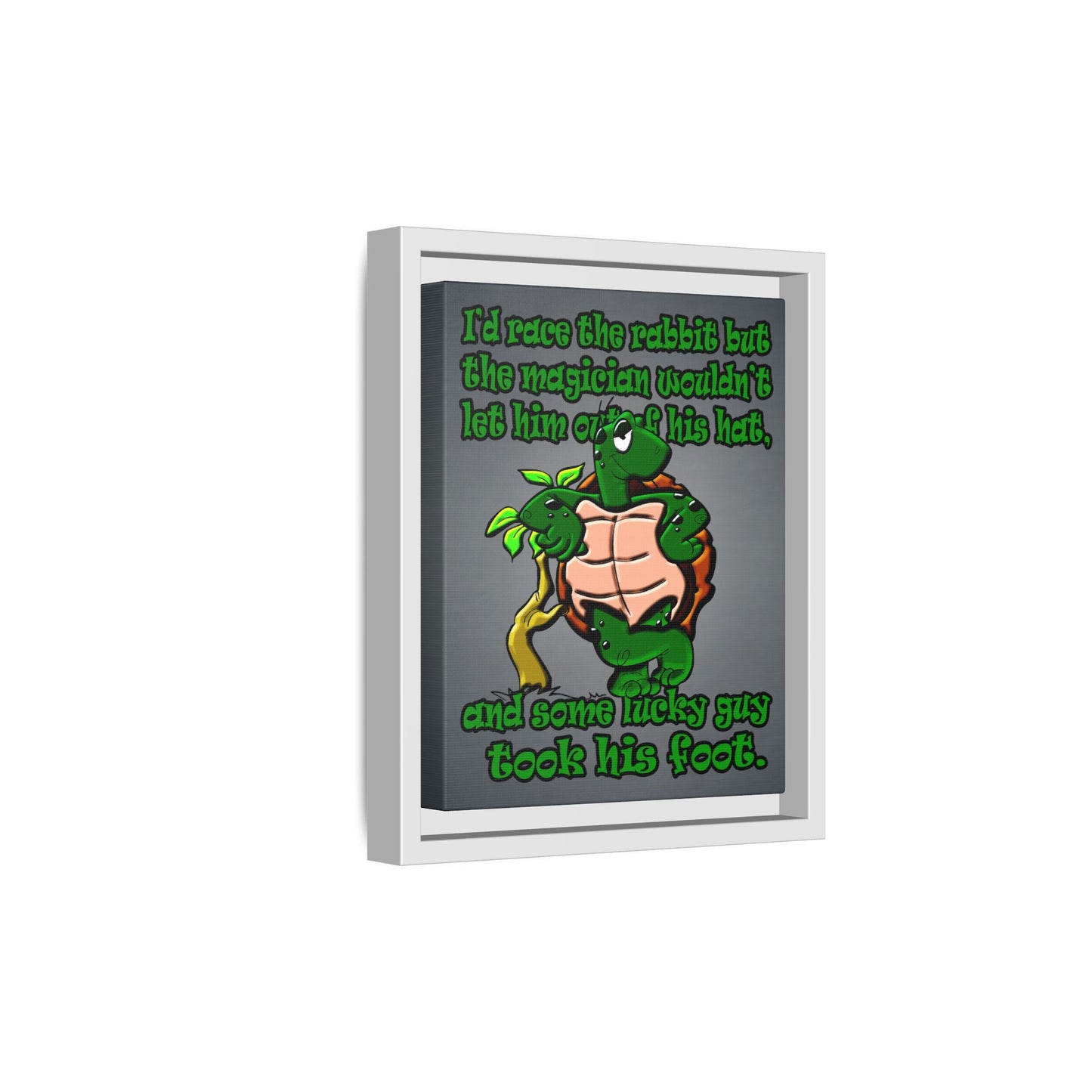 turtle race - framed canvas art (grey-light grey)
