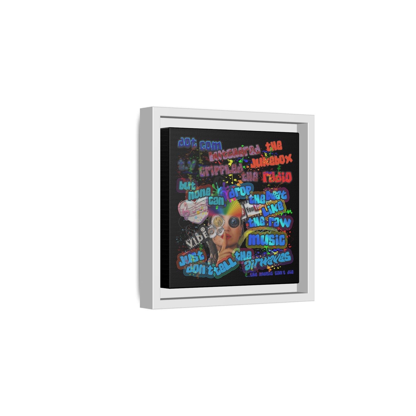 drop the beat - framed canvas art (black)