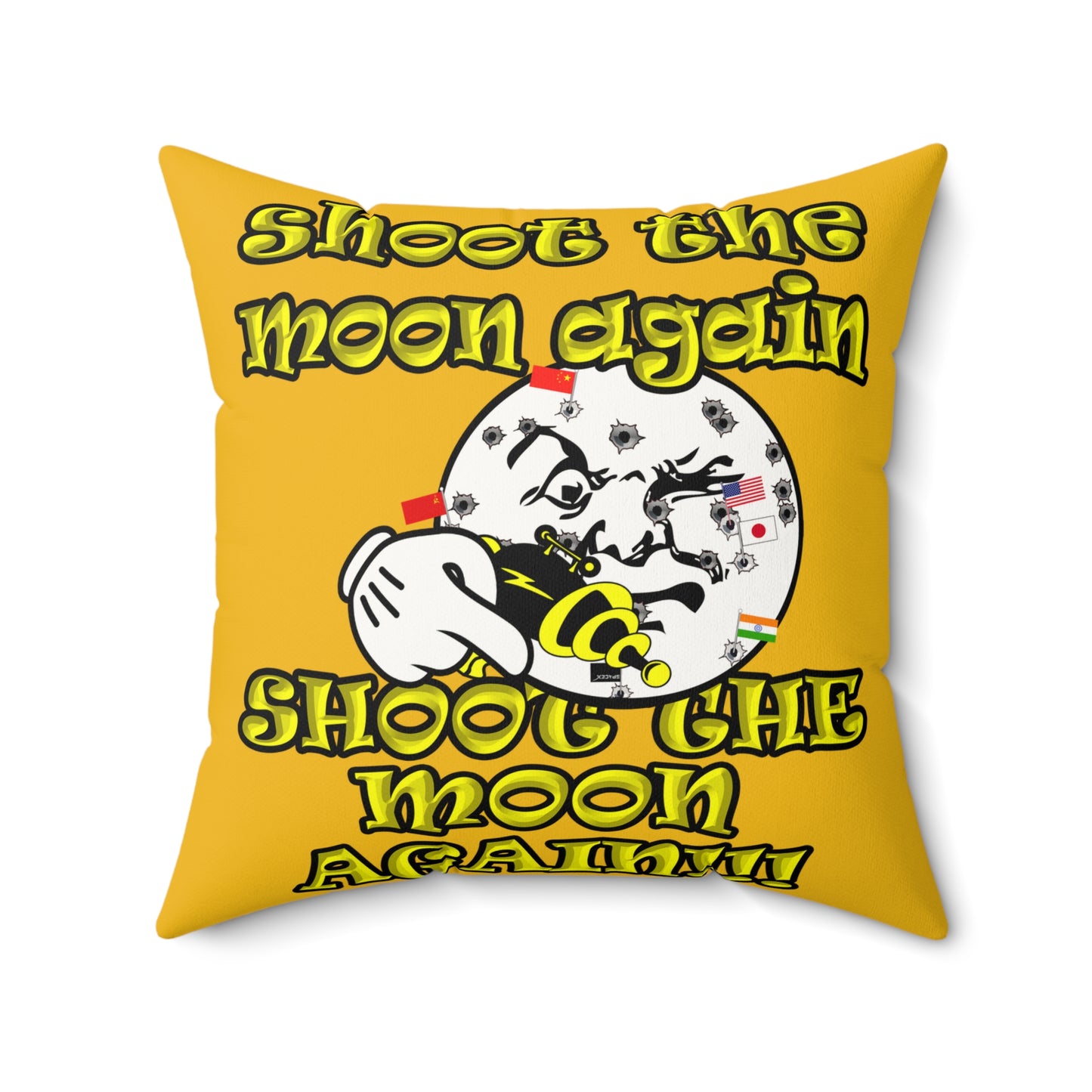 shoot the moon again - Faux Suede Square Pillow - (yellow)