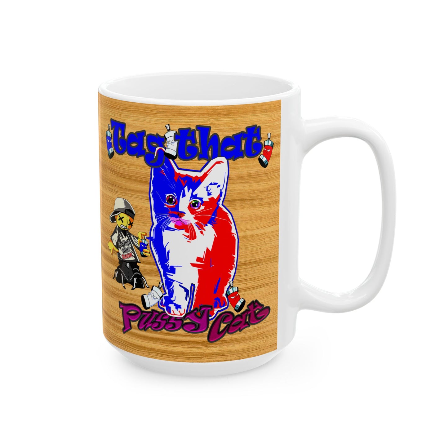 tag that - White Mug (butterscotch wood finish)