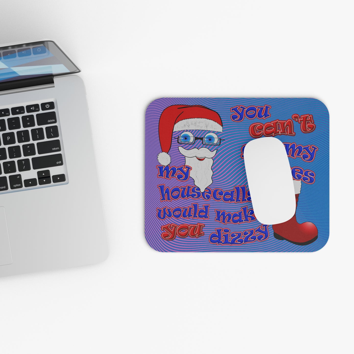 santa's shoes - Mouse Pad (Rectangle) (light blue-purple wave)