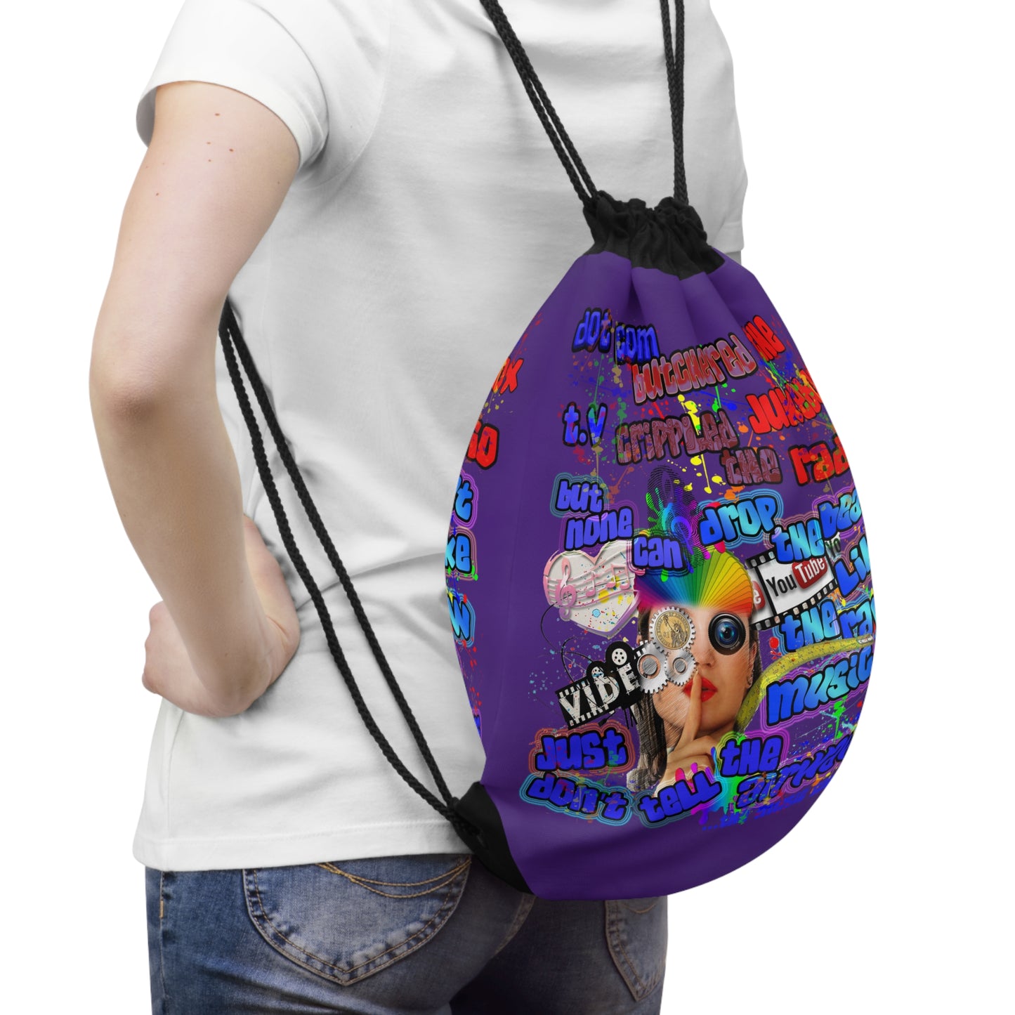 drop the beat - Drawstring Bag (purple)