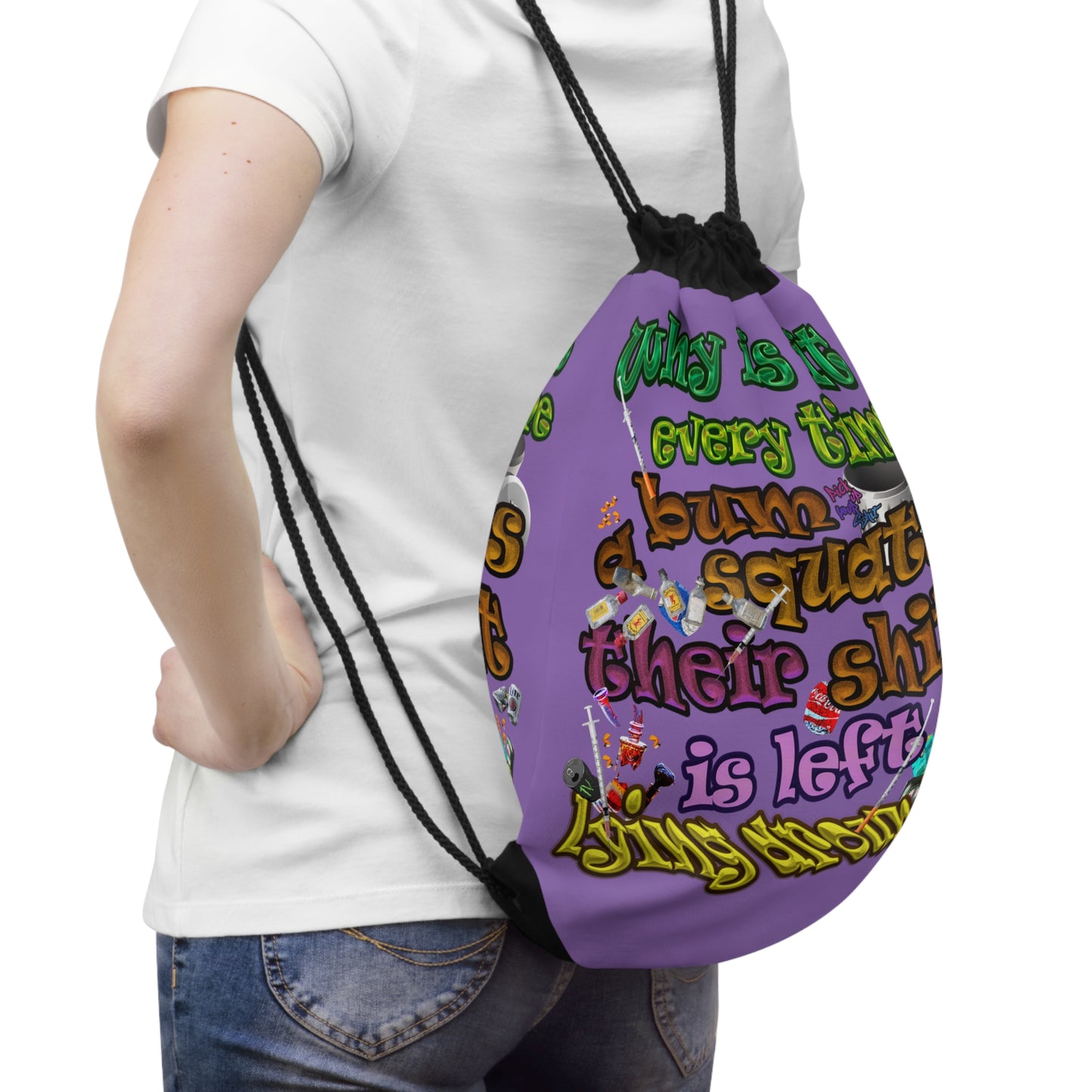 the bum's shit - Drawstring Bag (light purple)