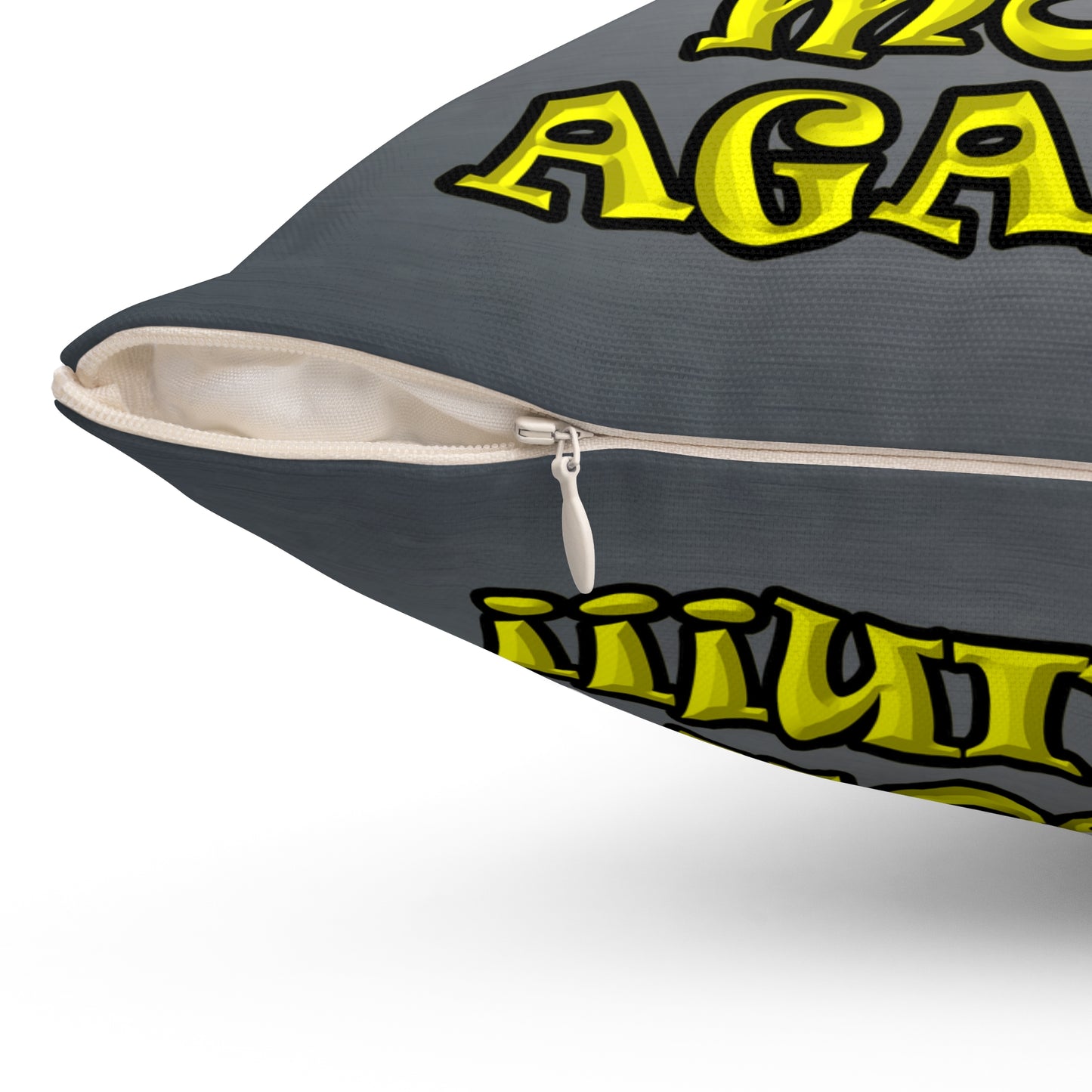 shoot the moon again - Spun Polyester Square Pillow - (grey-light grey)
