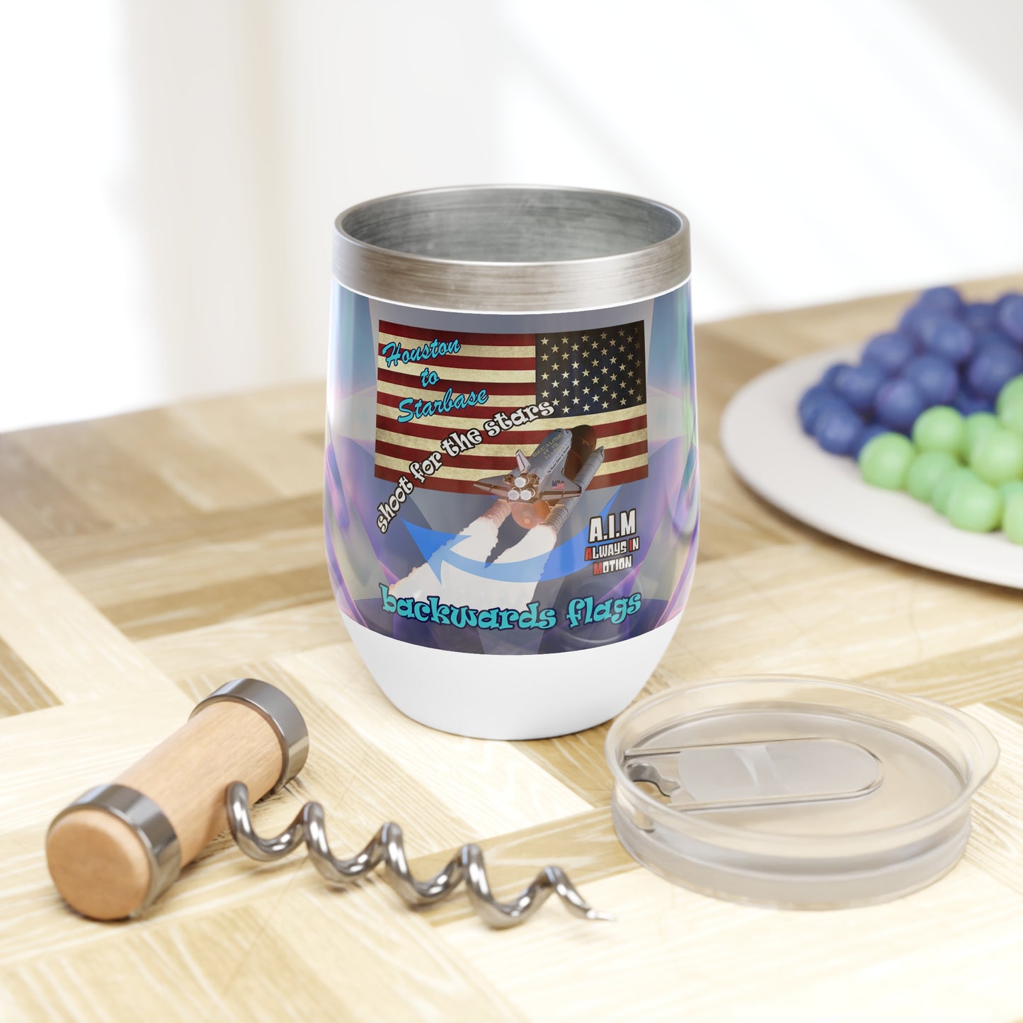 shoot for the stars - Chill Wine Tumbler (grey-pink wave)