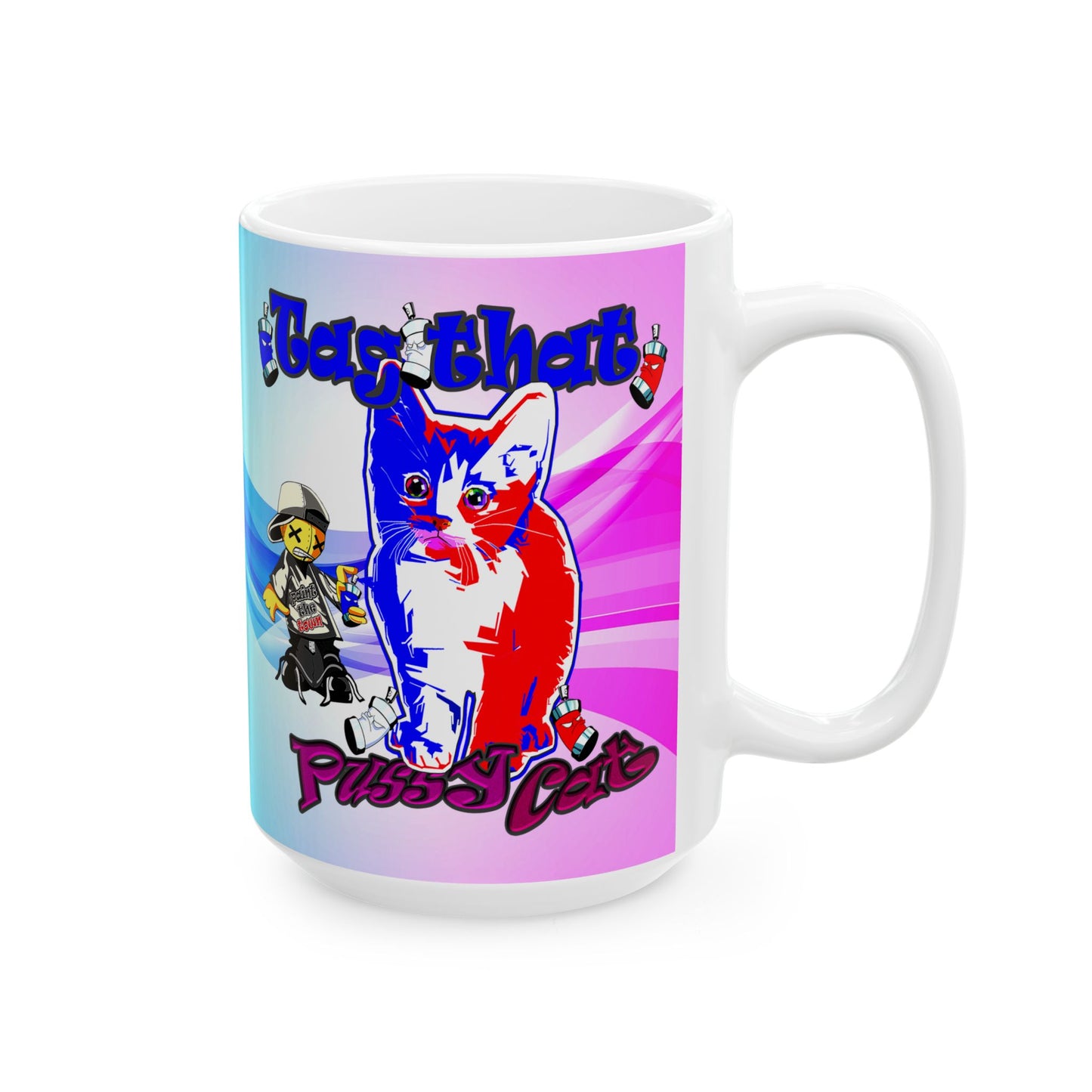 tag that - White Mug (light blue-pink wave)