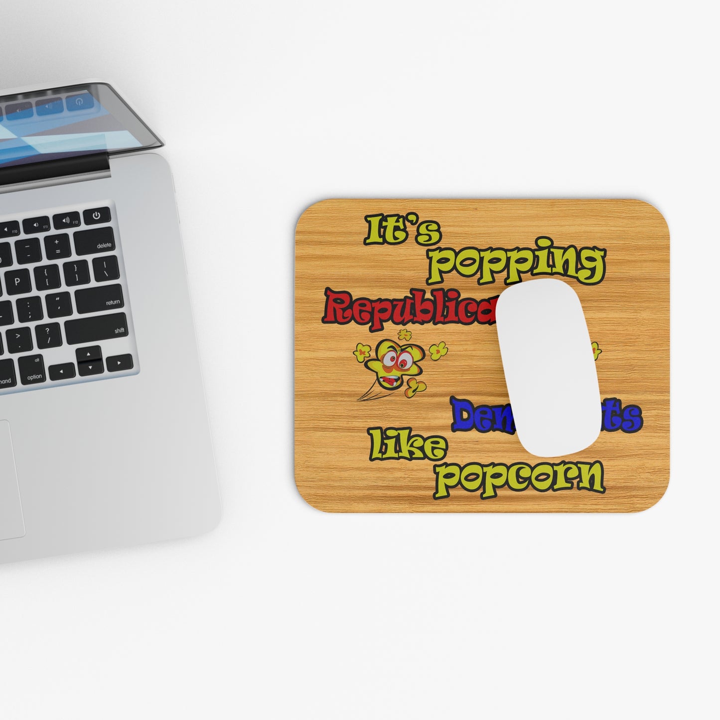 popping like popcorn - Mouse Pad (Rectangle) (butterscotch wood finish)