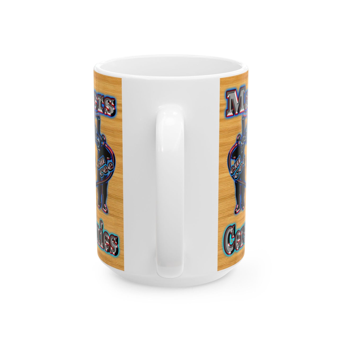 em cee squared - White Mug (butterscotch wood finish)