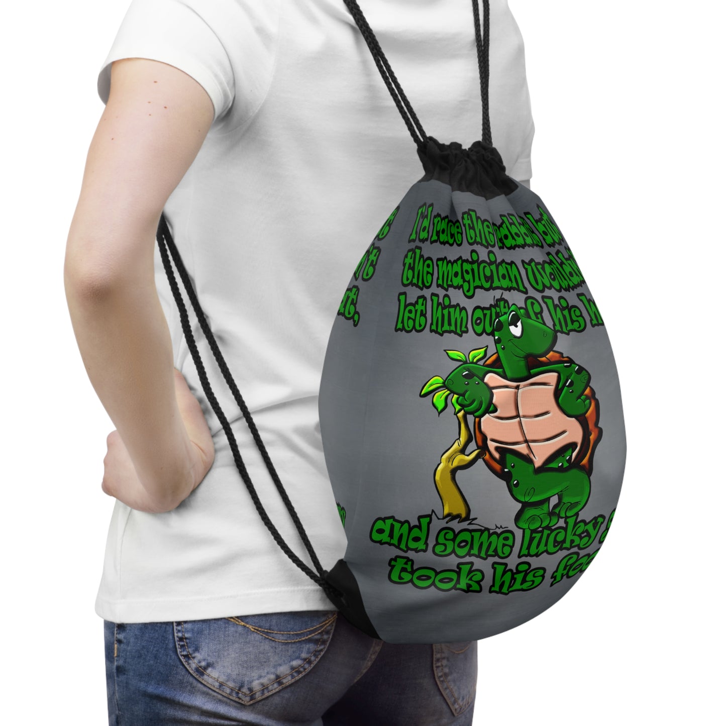 turtle race - Drawstring Bag (grey-light grey)