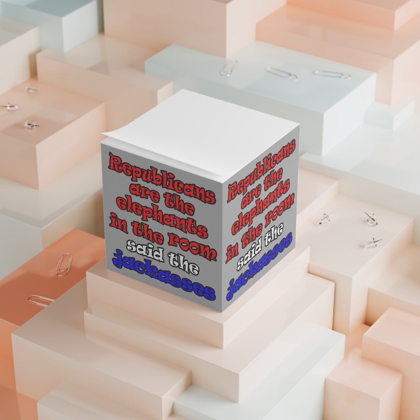 donkeys and elephants - note cube (light grey)