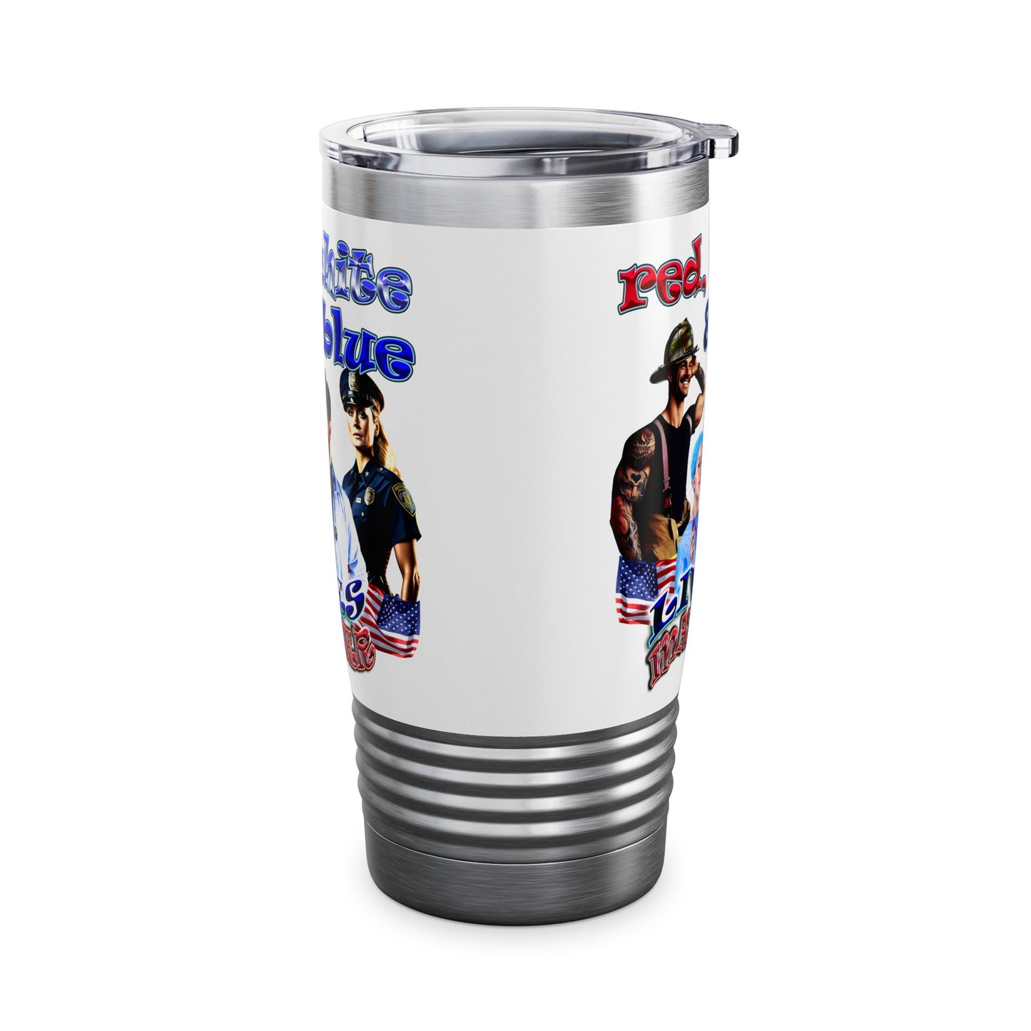 rw&b lives matter - Ringneck Tumbler, 20oz (white)