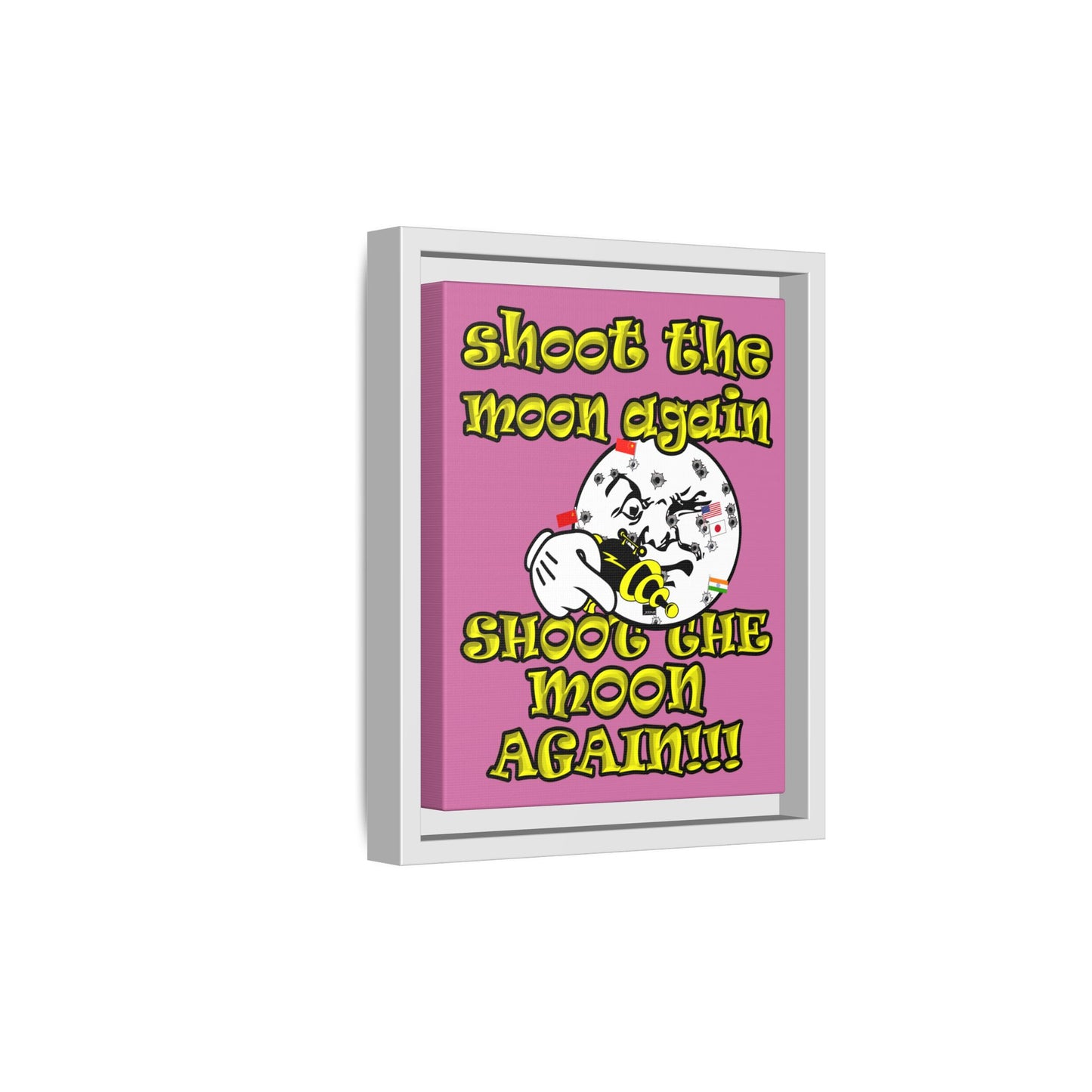 shoot the moon again - framed canvas art (light pink)