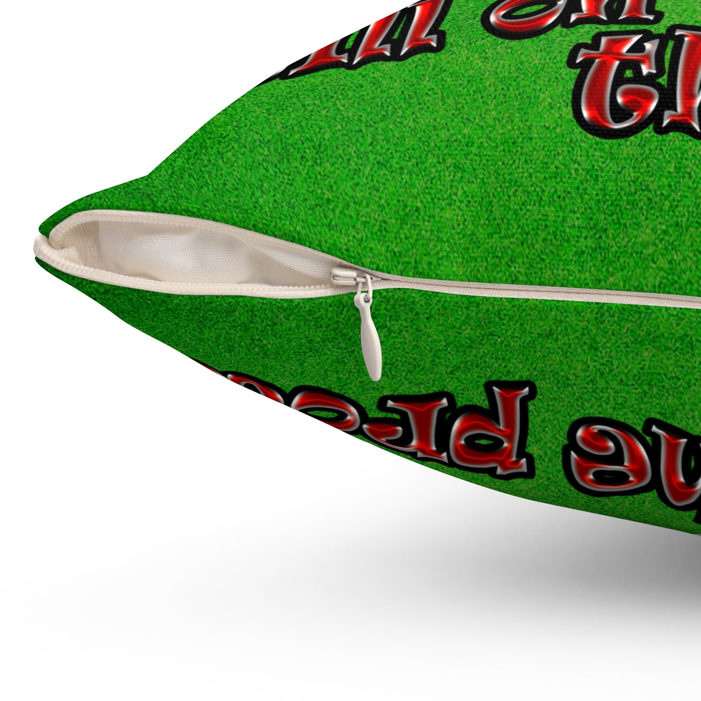 schrodinger's cat - Spun Polyester Square Pillow - (green turf)