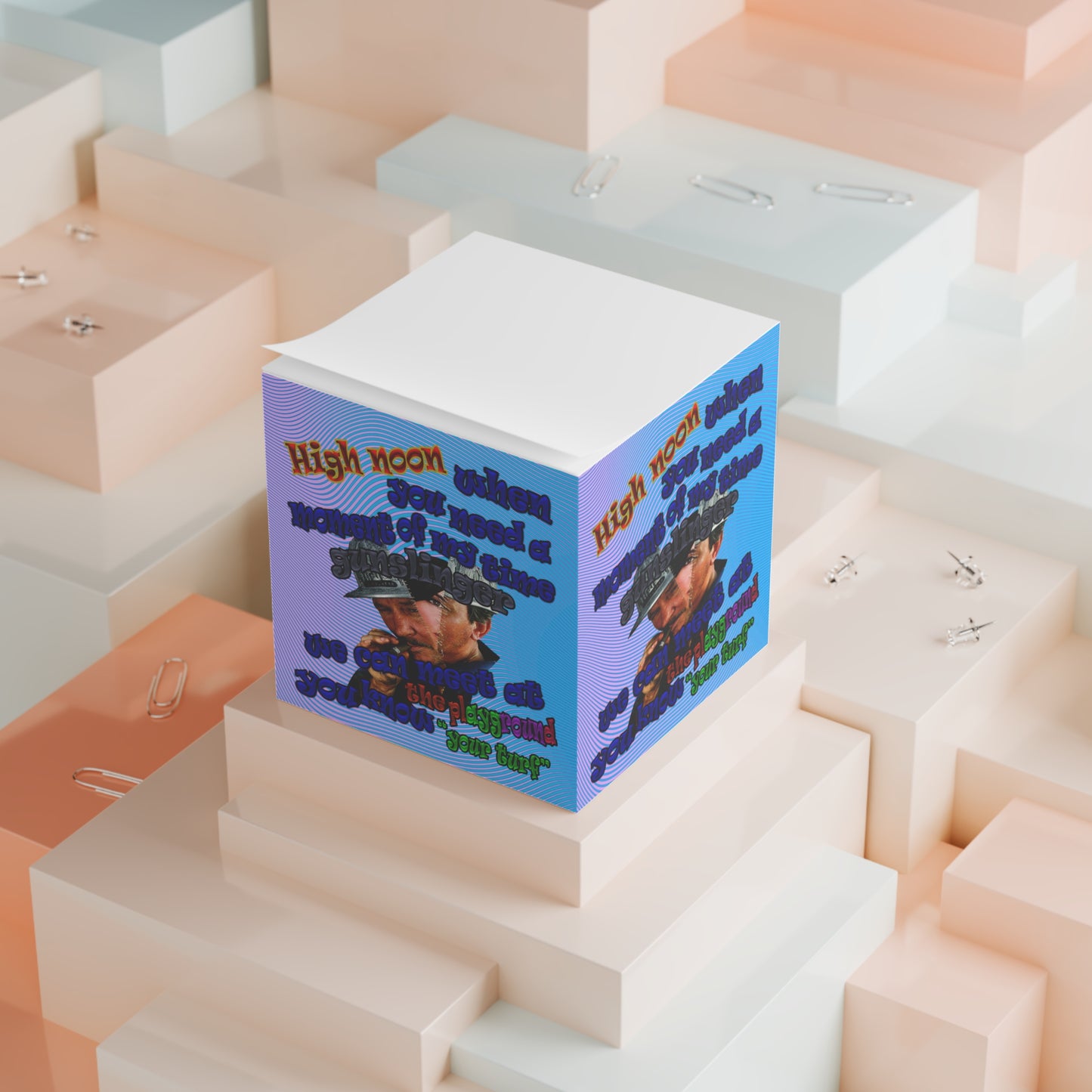 high noon - note cube (light blue-purple wave)