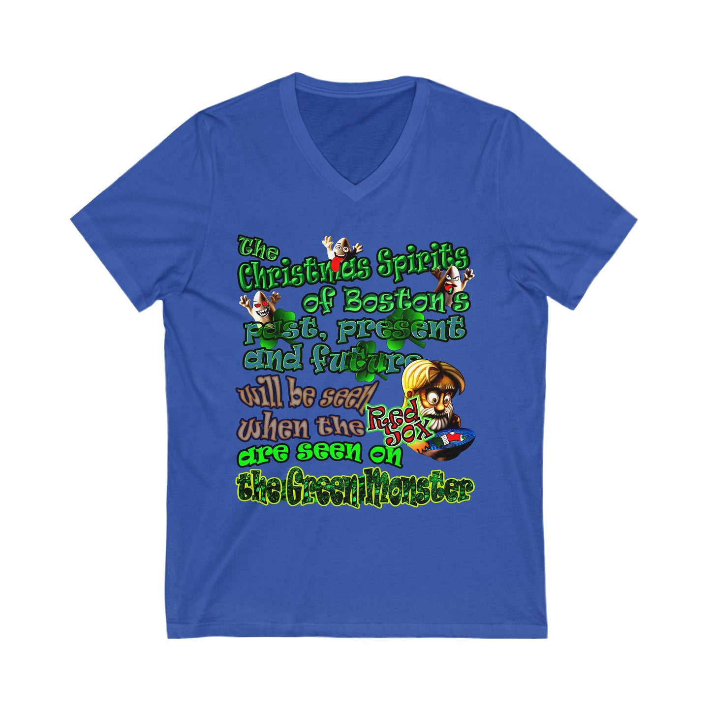 christmas spirits of boston - Unisex Jersey Short Sleeve V-Neck Tee
