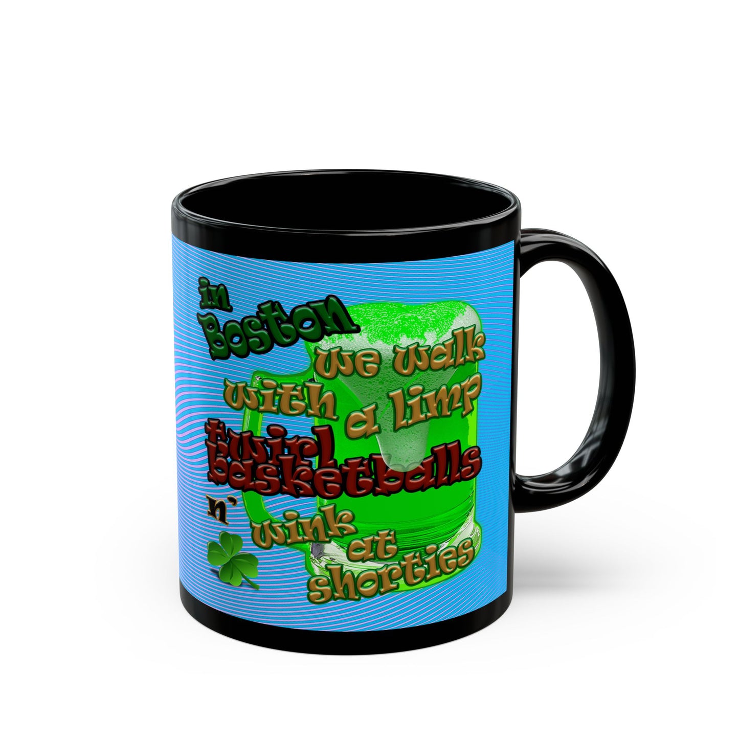 celtics logo - Black Mug (light blue-purple wave)