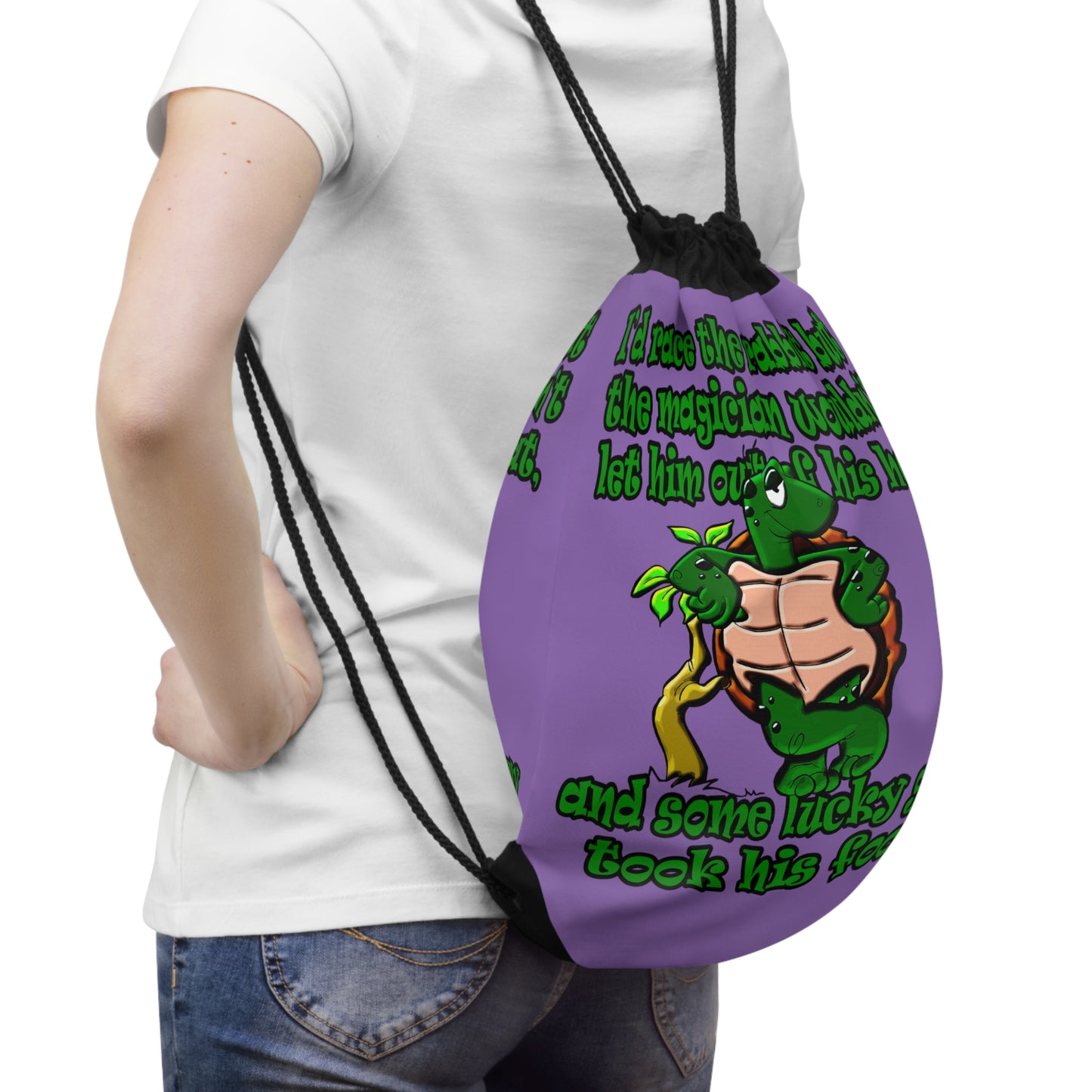 turtle race - Drawstring Bag (light purple)