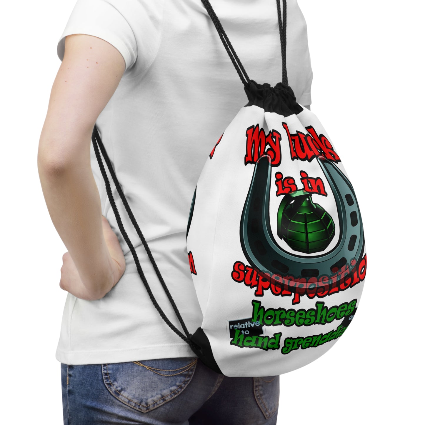 my luck - Drawstring Bag (white)