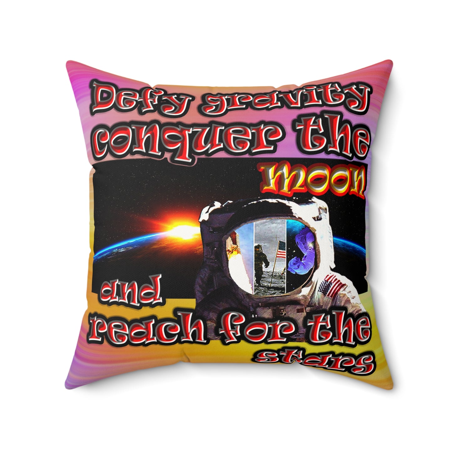 defy conquer reach - Faux Suede Square Pillow - (color blur)