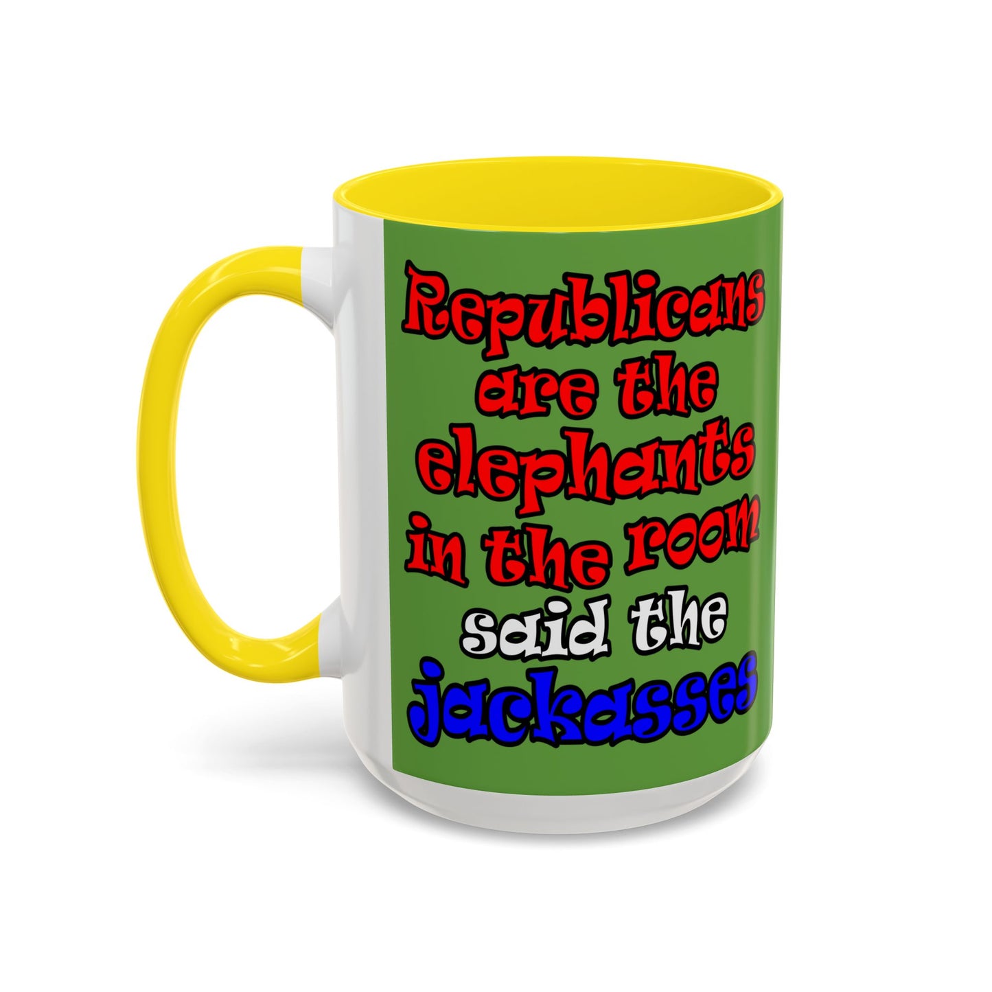 donkeys and elephants - Accent Mug (green)