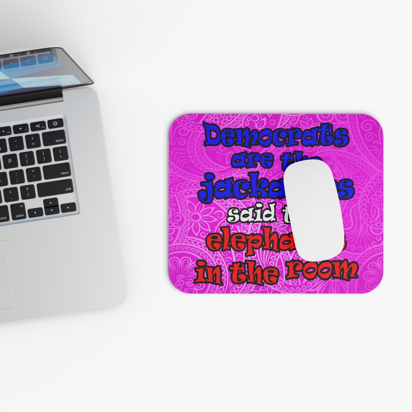 donkeys and elephants - Mouse Pad (Rectangle) (pink swirl)