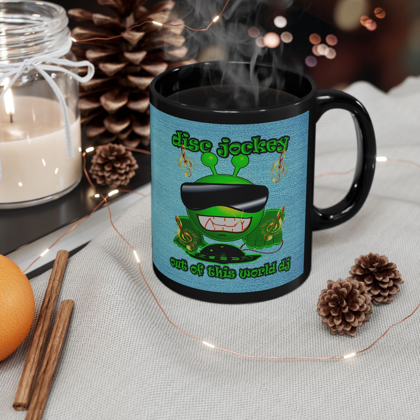 disc jockey - Black Mug (faded dark blue)