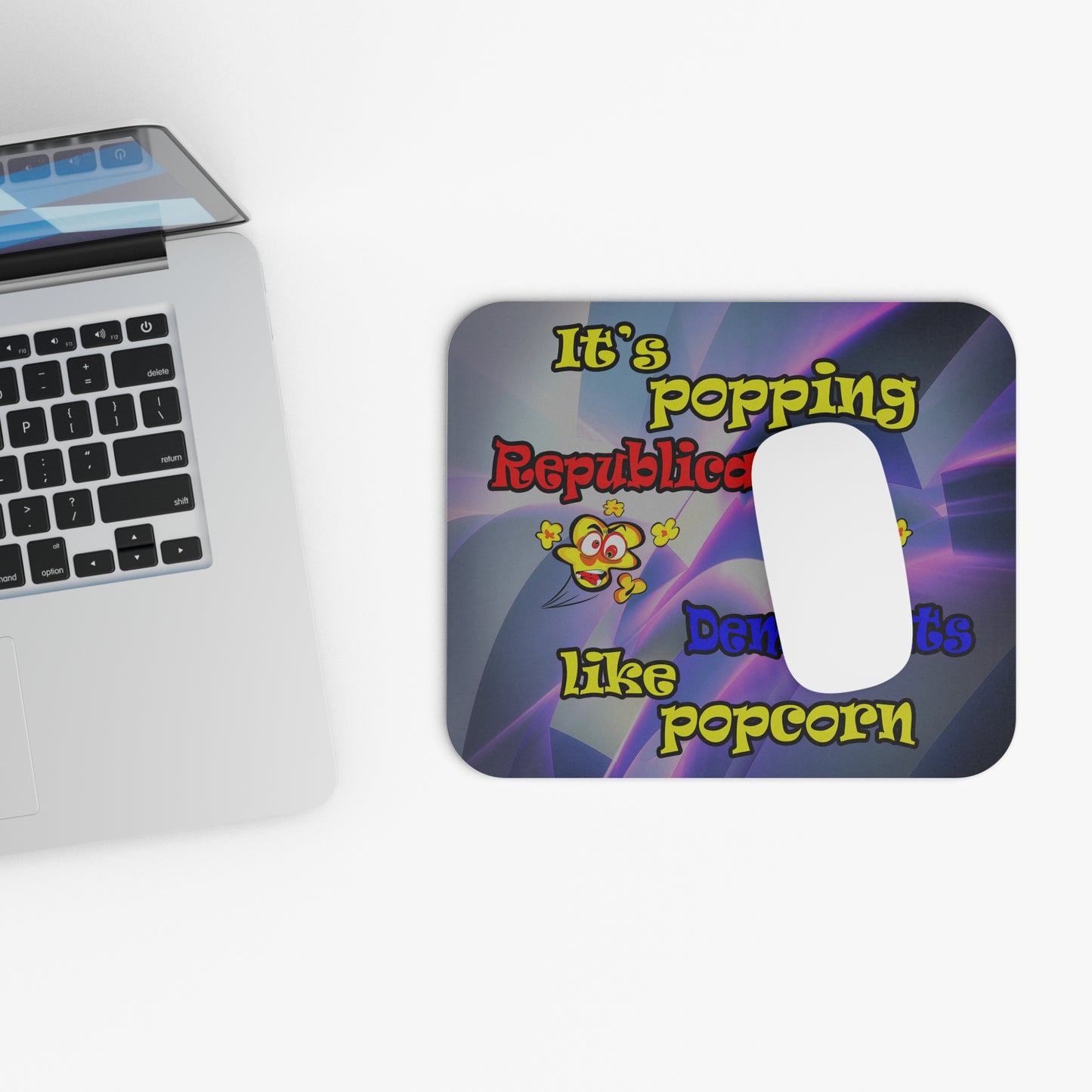 popping like popcorn - Mouse Pad (Rectangle) (grey-pink wave)
