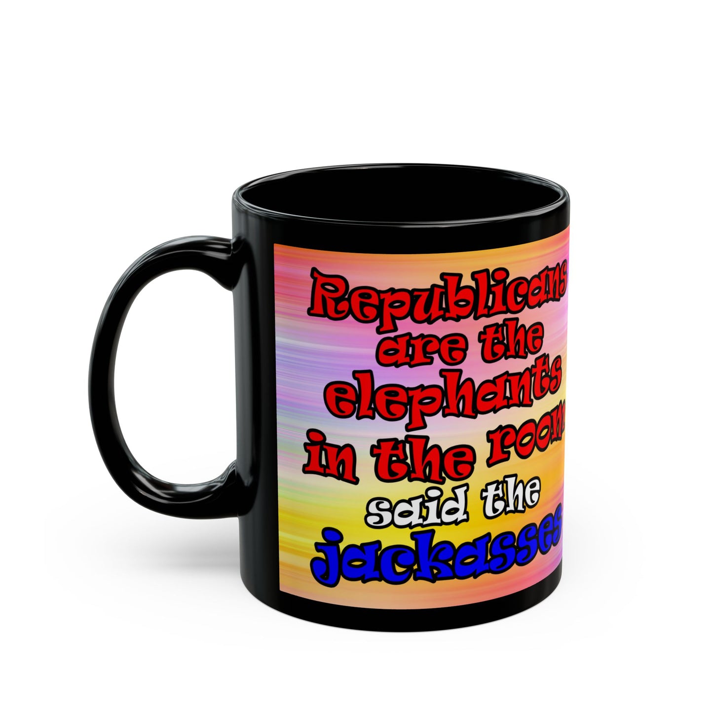 donkeys and elephants - Black Mug (color blur)