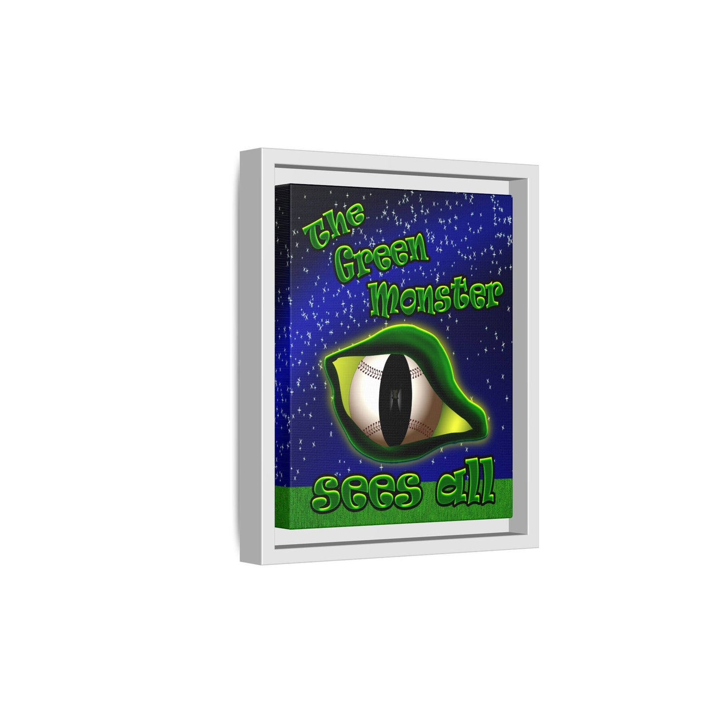green monster - framed canvas art ('snoops' background)
